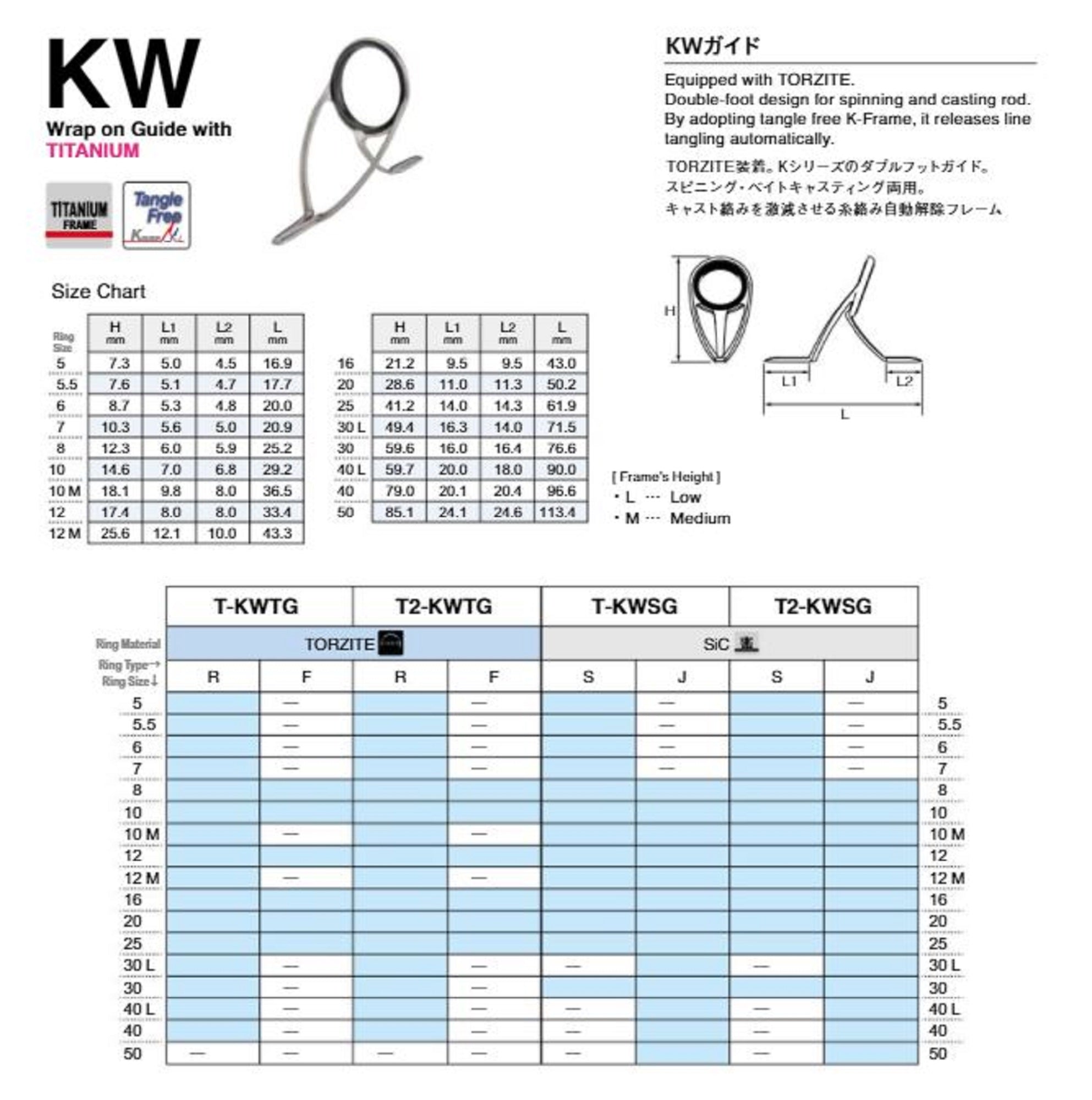 Fuji T2-KWTG Size 8F Rod Guide Torzite Titanium K Frame x 1 (0570)