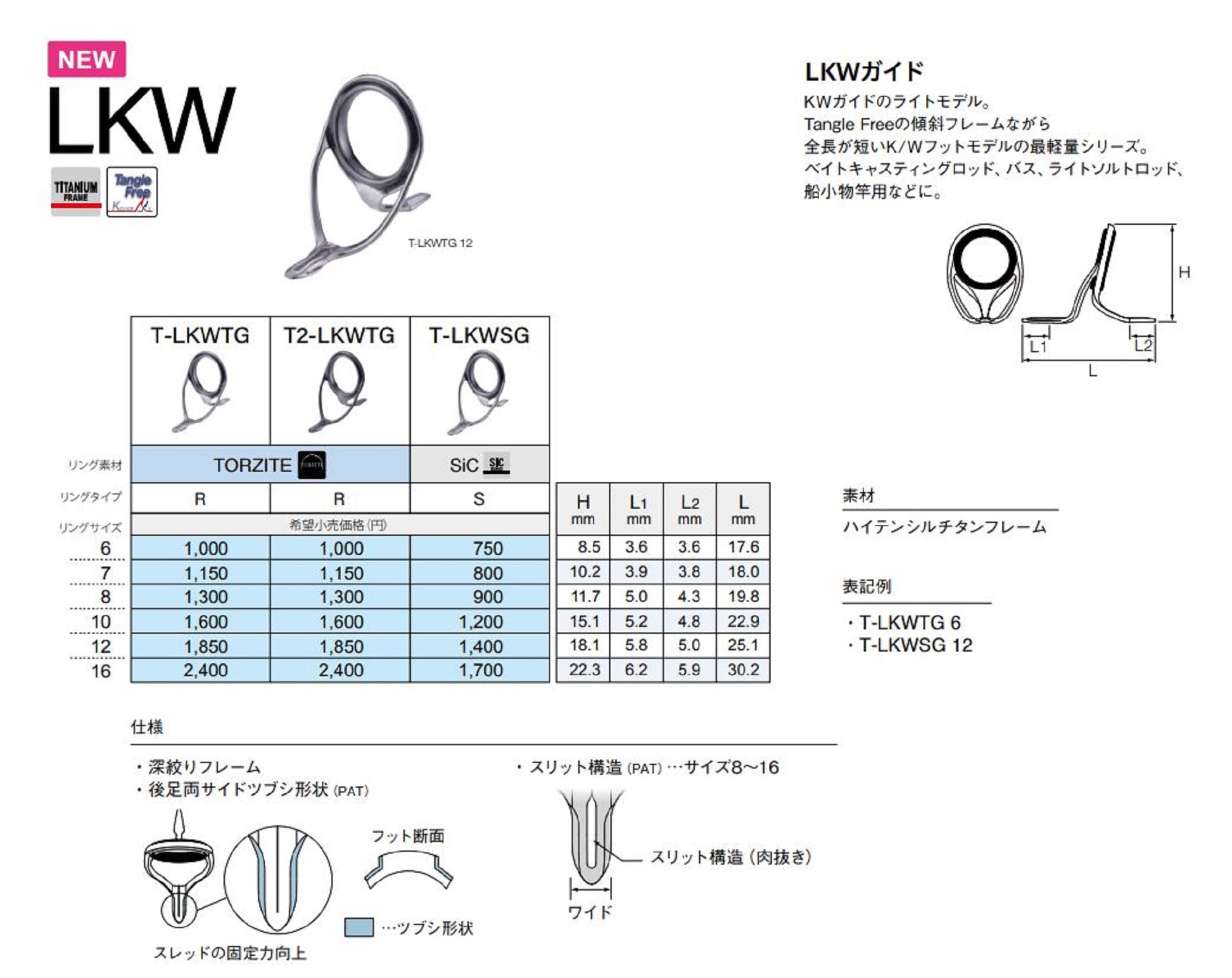 Fuji T2-LKWTG Size 7 Rod Guide Torzite Titanium Frame x 1 (8620)