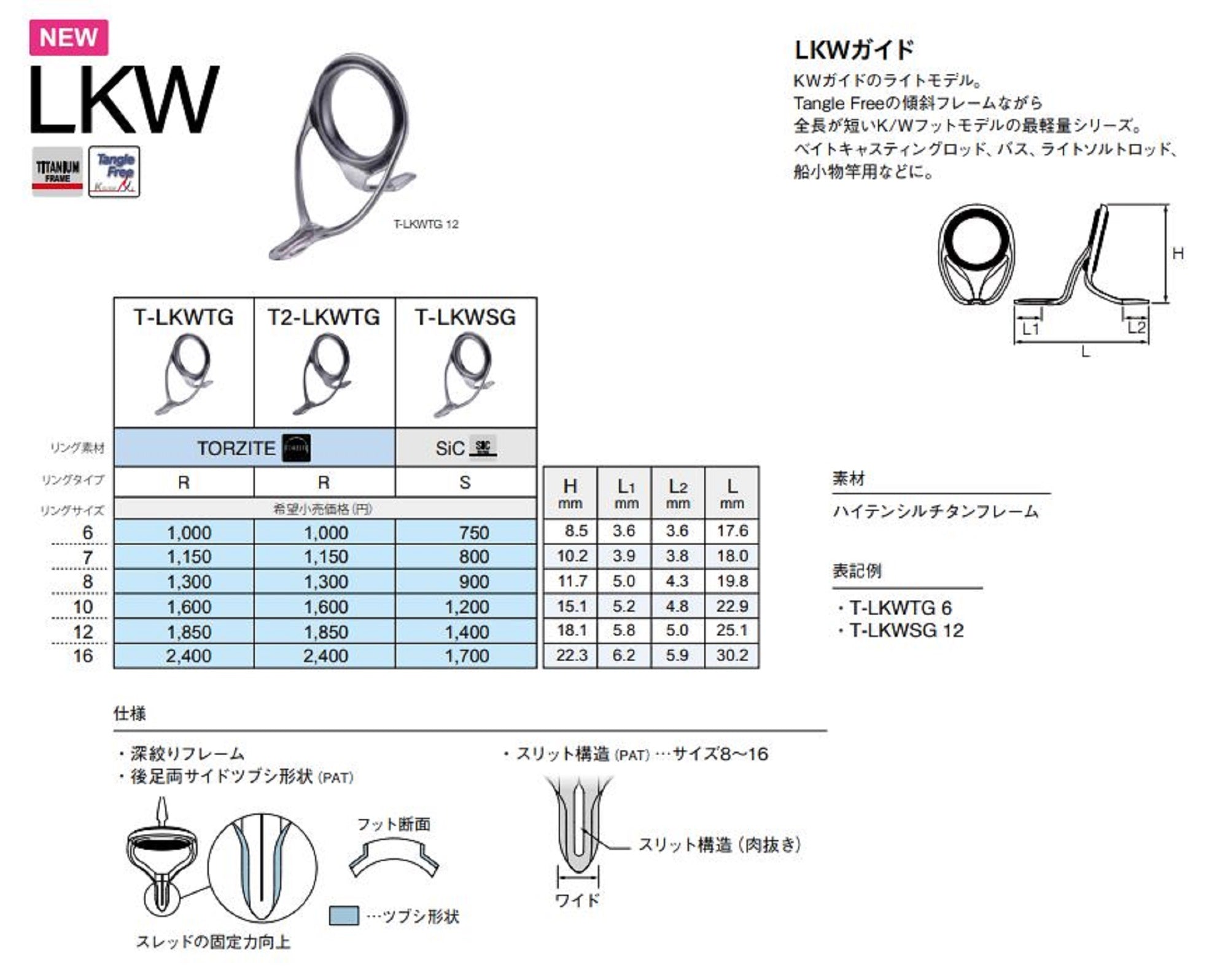 Fuji T-LKWSG Size 16 Rod Guide SIC Titanium Frame x 1 (8729)