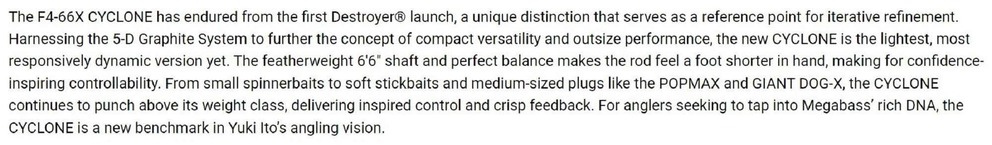 Megabass Rod Baitcast Destroyer P5 F4-66X Cyclone (2915)