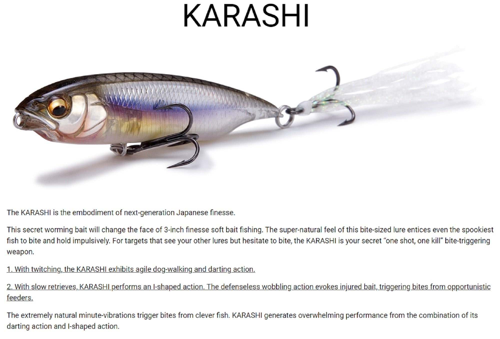 Megabass Karashi Lipless 59 mm 3/16 oz Sinking Lure Shirauo KS (6623)