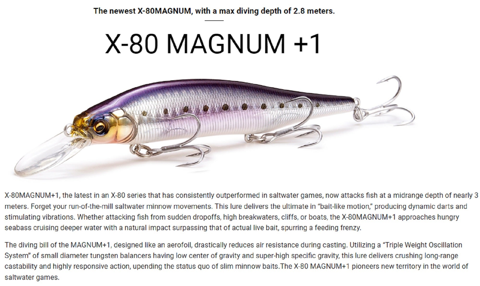 Megabass X-80 Magnum +1 Sinking Lure GG IL Iwashi (2310)