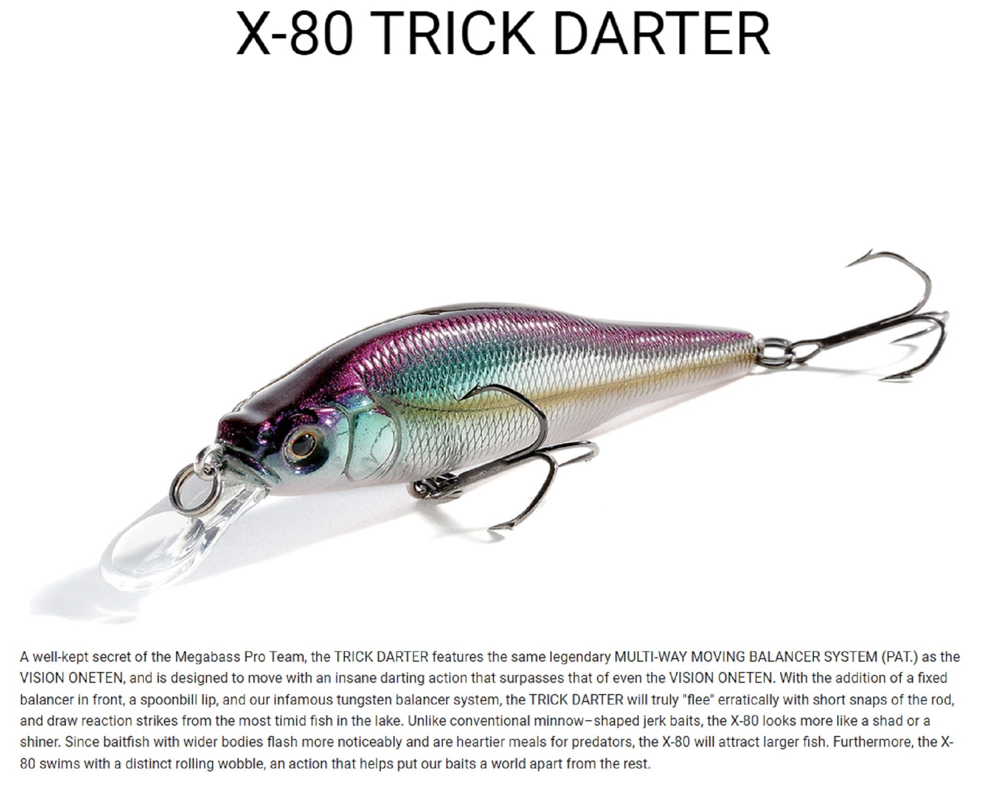 Megabass X-80 Trick Darter Suspend Lure FA Ghost Wakasagi (8541)
