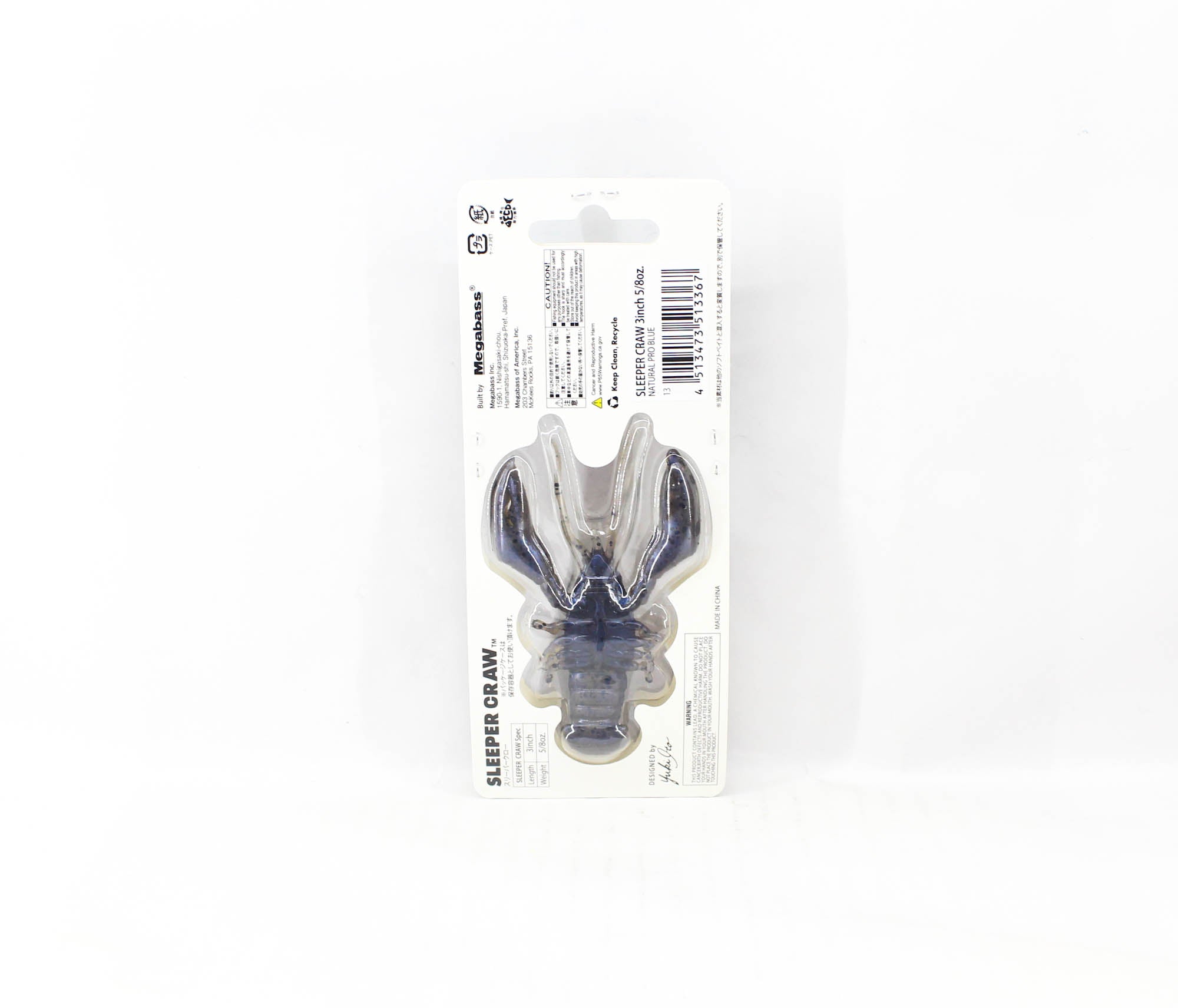 Megabass Soft Lure Sleeper Craw 3 Inch 5/8 oz Natural Pro Blue (3367)