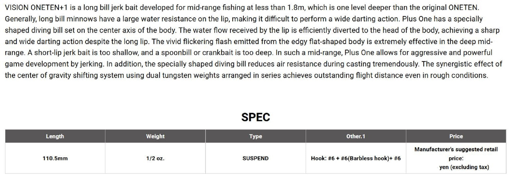 Megabass Vision 110 Oneten 1 Feet Suspend Lure FA Ghost Kawamustu (0579)