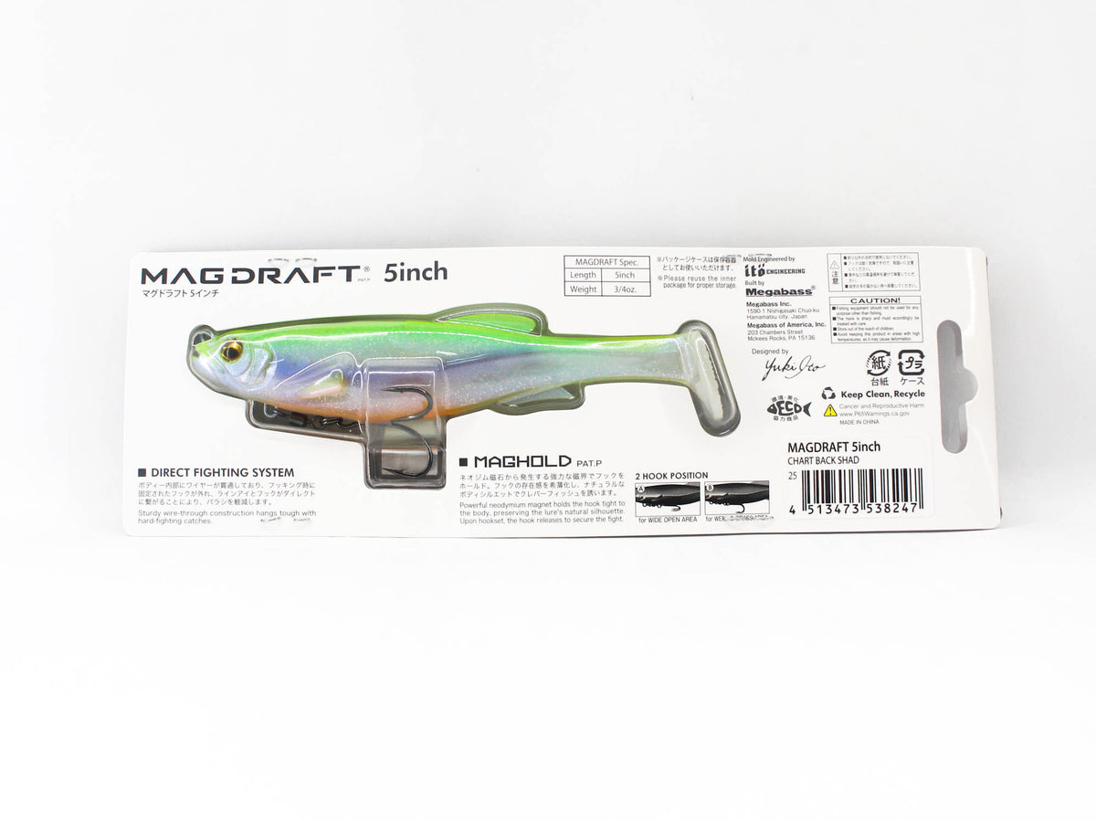 Megabass Soft Lure Mag Draft 5 Inch Sinking Lure Chart Back Shad (8247