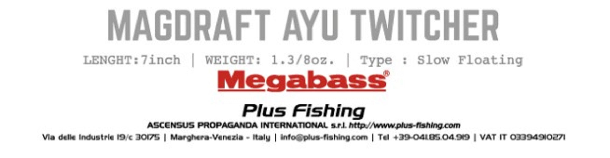 Megabass Soft Lure Mag Draft Ayu 7 Inch Sinking Lure Hayase Ayu (4798)