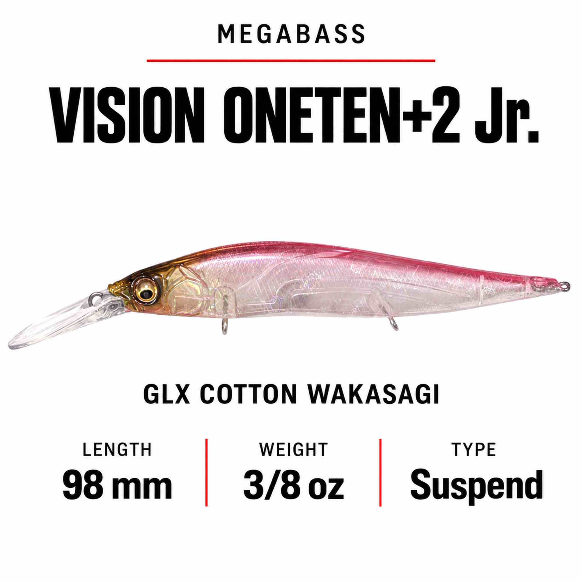 Megabass Vision 110 +2 JR Suspend Lure GLX Cotton Wakasagi (7699)
