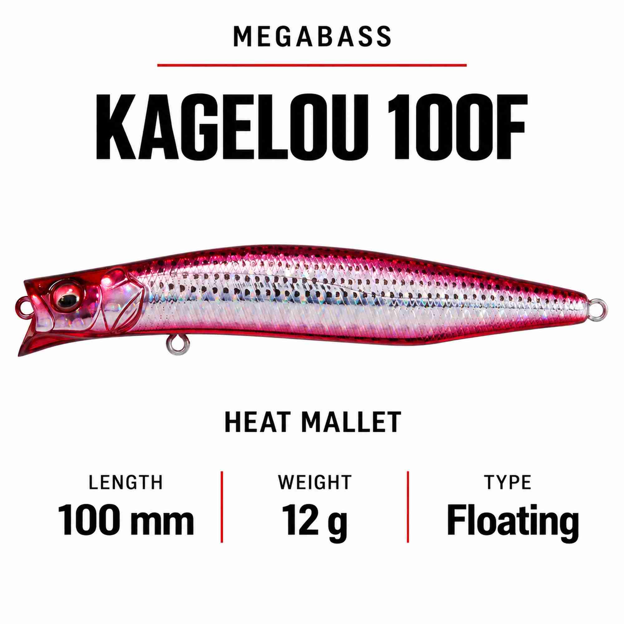 Megabass Kagelou 100F Floating Lure GG Heat Mallet (9860)