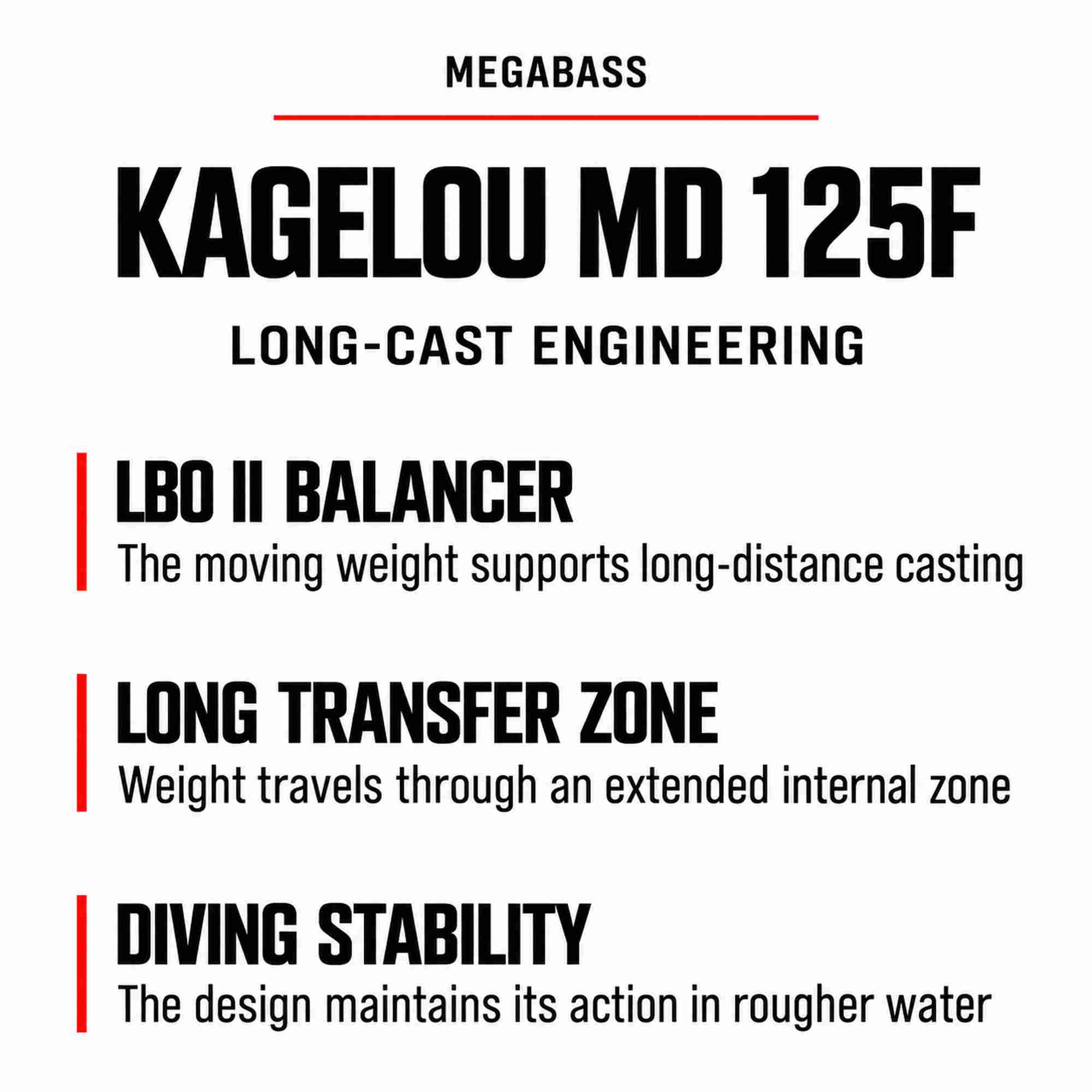 Megabass Kagelou MD 125F Floating Lure HT Black Pink Back (0200)