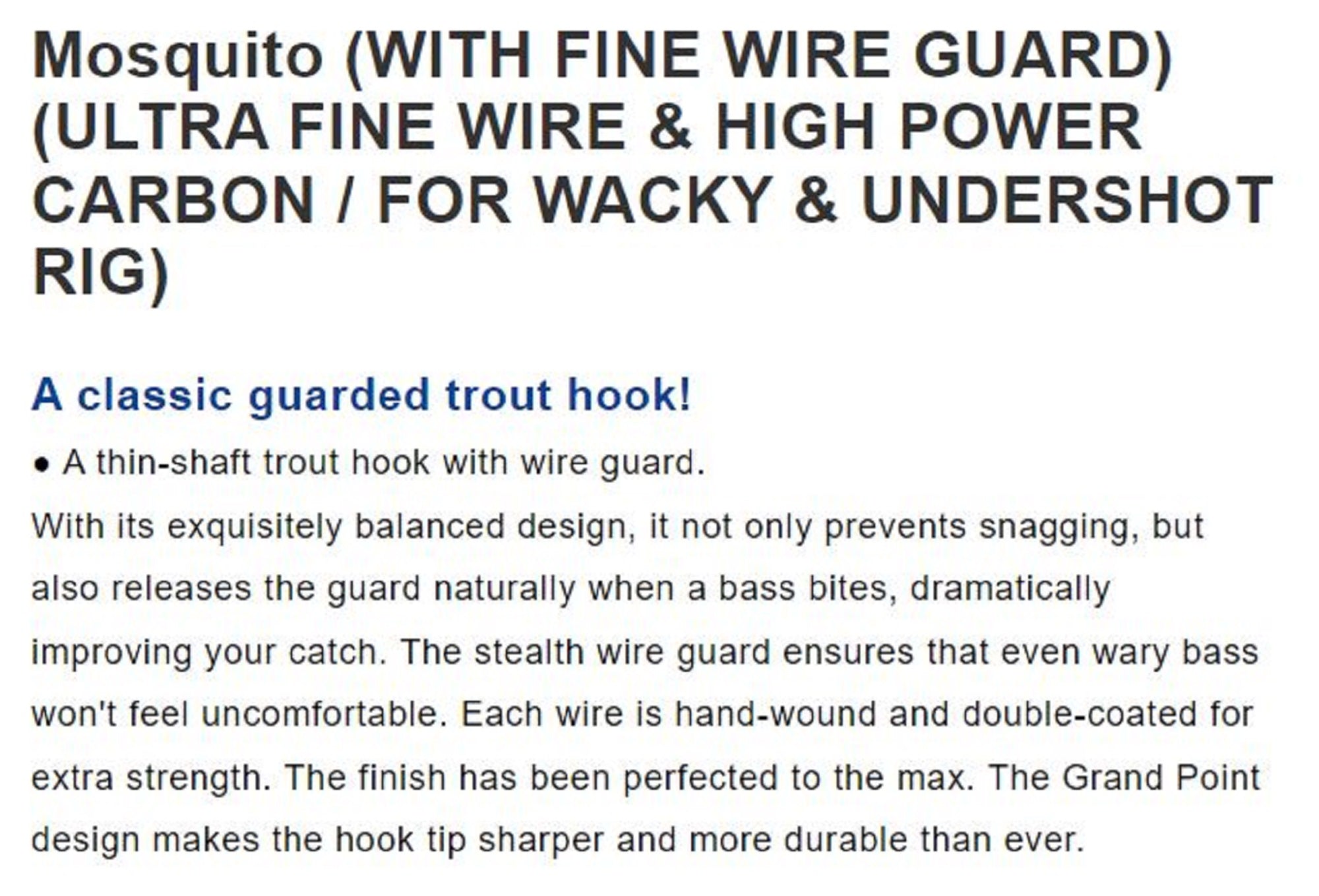 Varivas Mosquito Wacky Worm Hook Fine Guard Size 0 (7788)