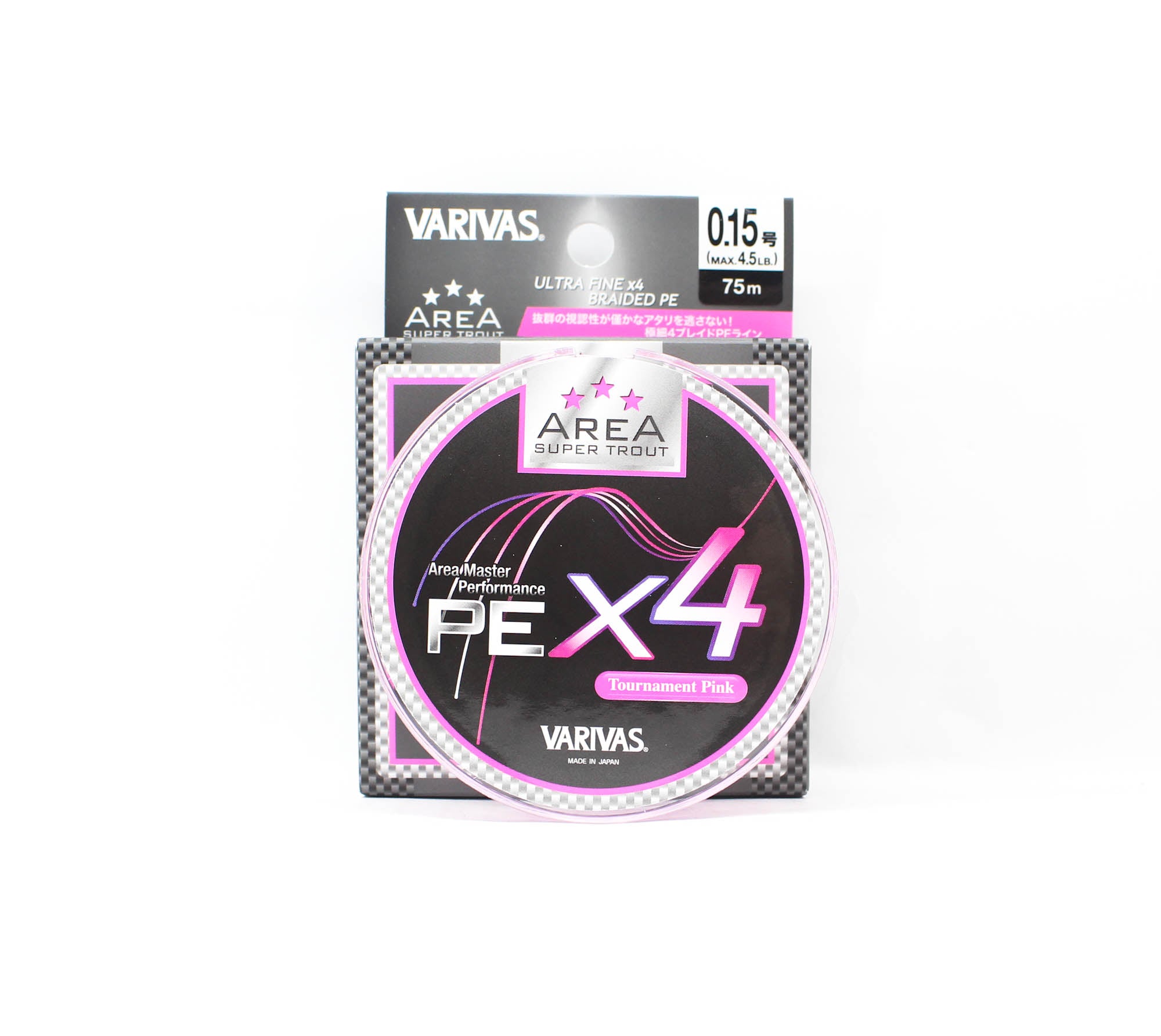 Varivas P.E Line Super Trout Area PE X4 Pink 75m P.E 0.15 Max 4.5lb (8027)