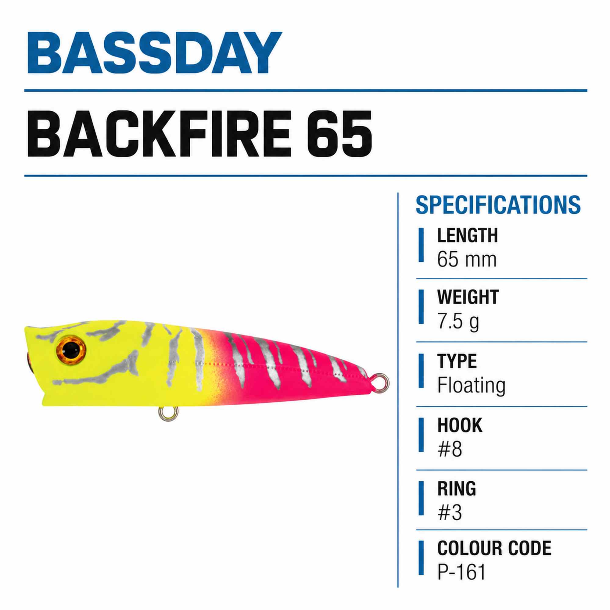 Bassday Backfire 65 Popper Floating Lure P-161 (9216)