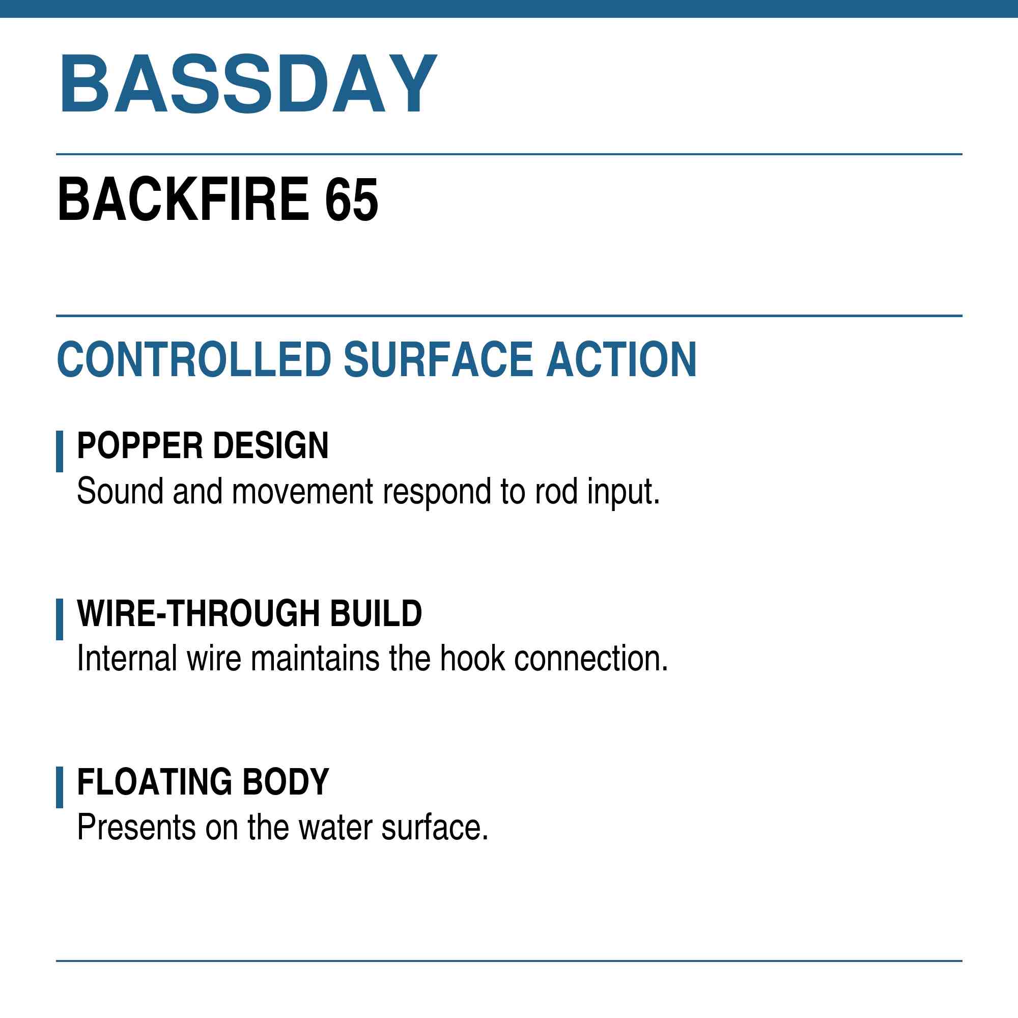 Bassday Backfire 65 Popper Floating Lure P-370 (9414)