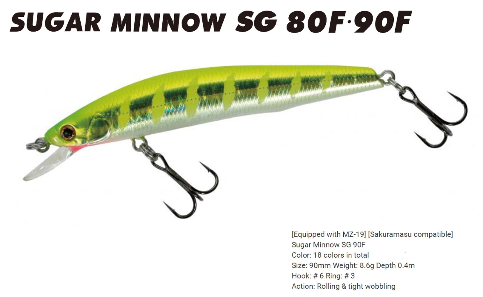 Bassday Sugar Minnow SG 90F Floating Lure 8.6 grams M-04 (7222)