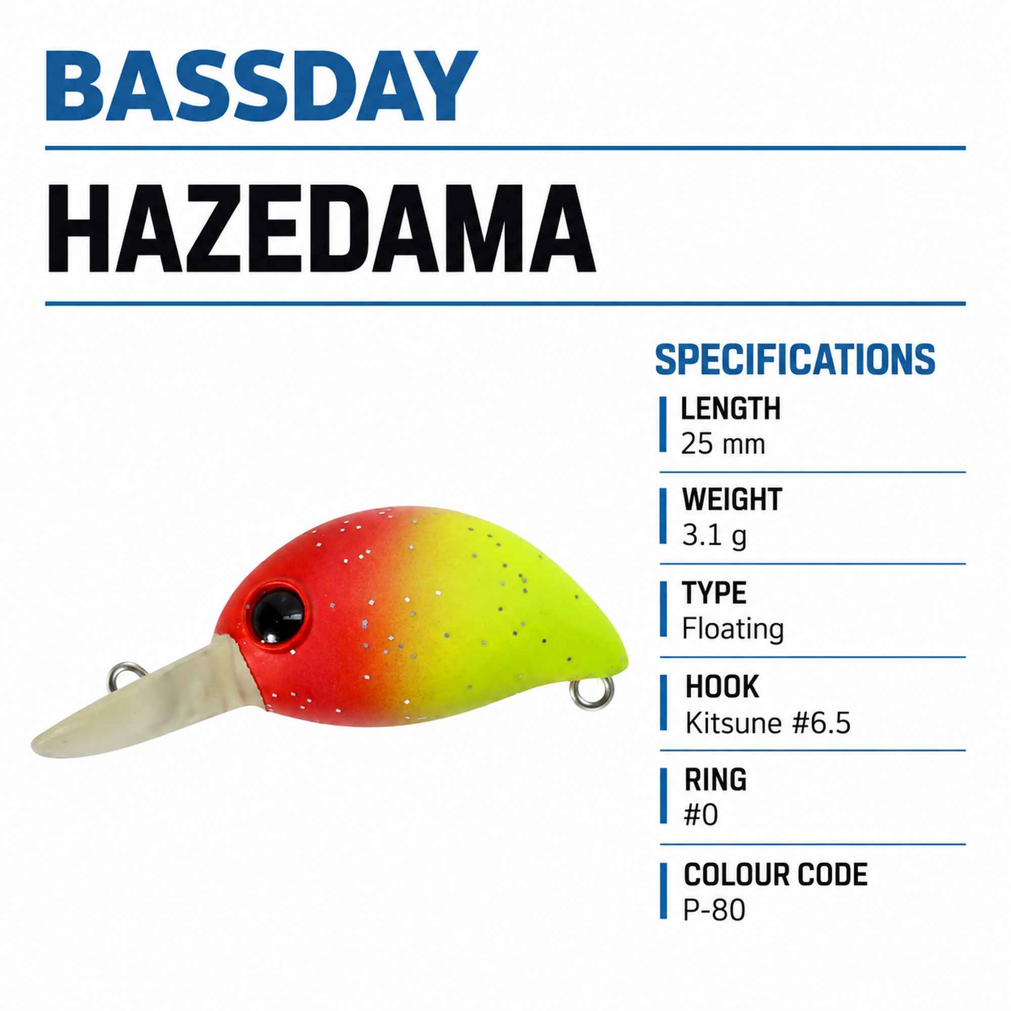 Bassday Hazedama 25 mm 3.1 grams Floating Lure P-80 (2132)