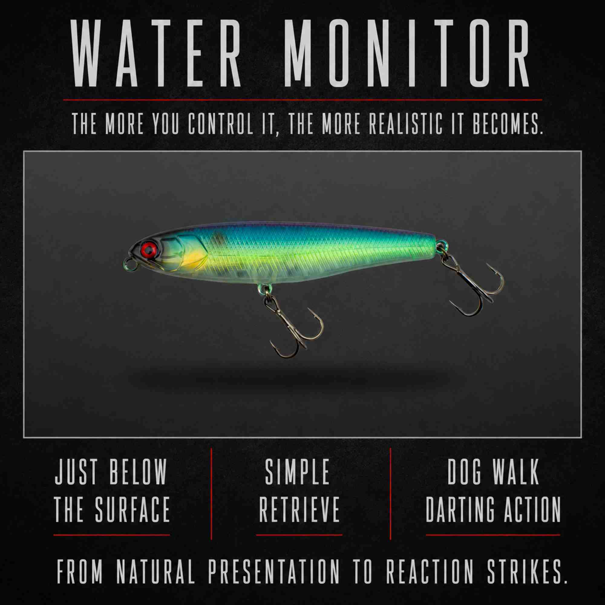 Jackall Water Monitor 95 Sinking Lure Chart Back Pearl (1127)