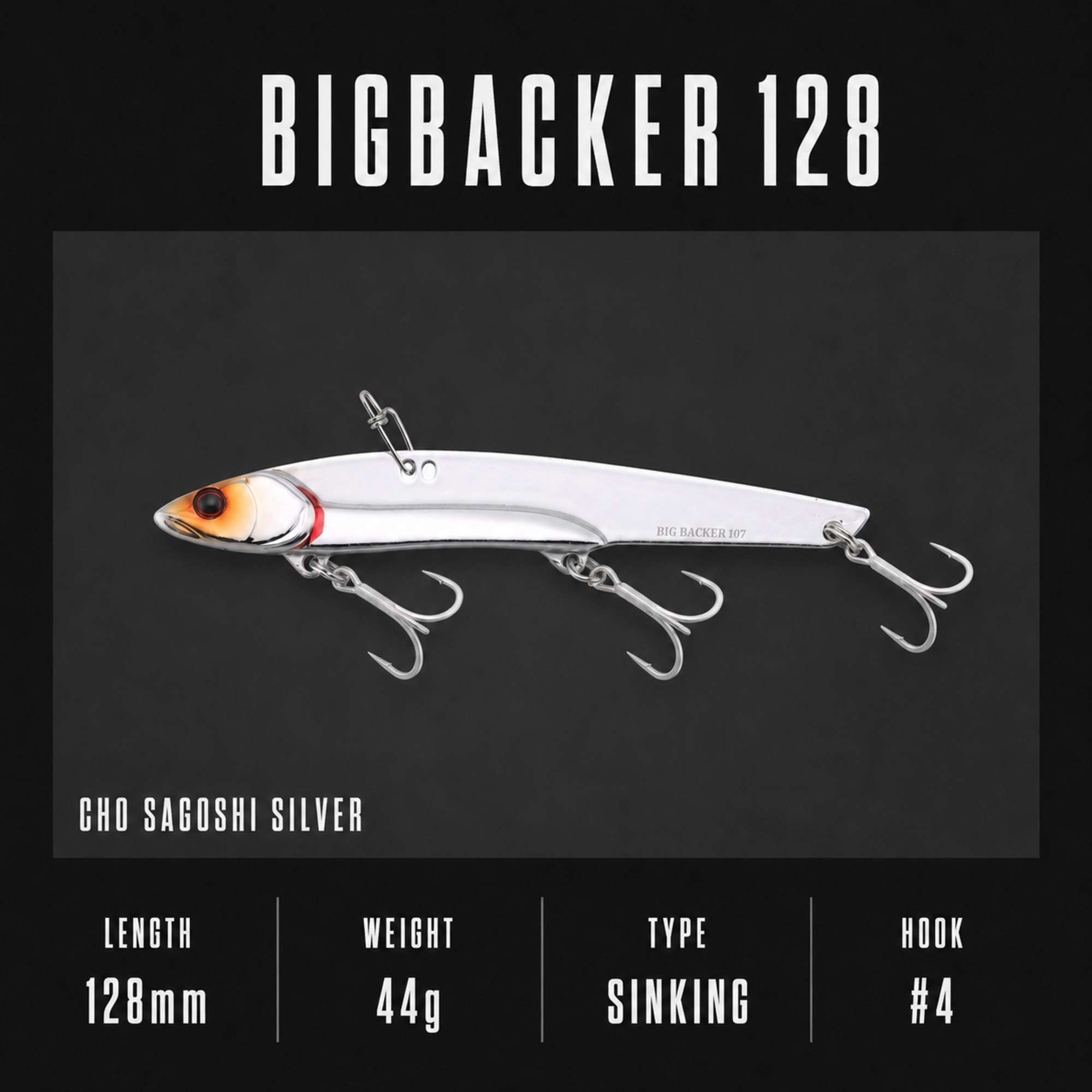 Jackall Big Backer 128 Metal Vibe 44g Sinking Lure Ch Sagoshi Silver (1169)