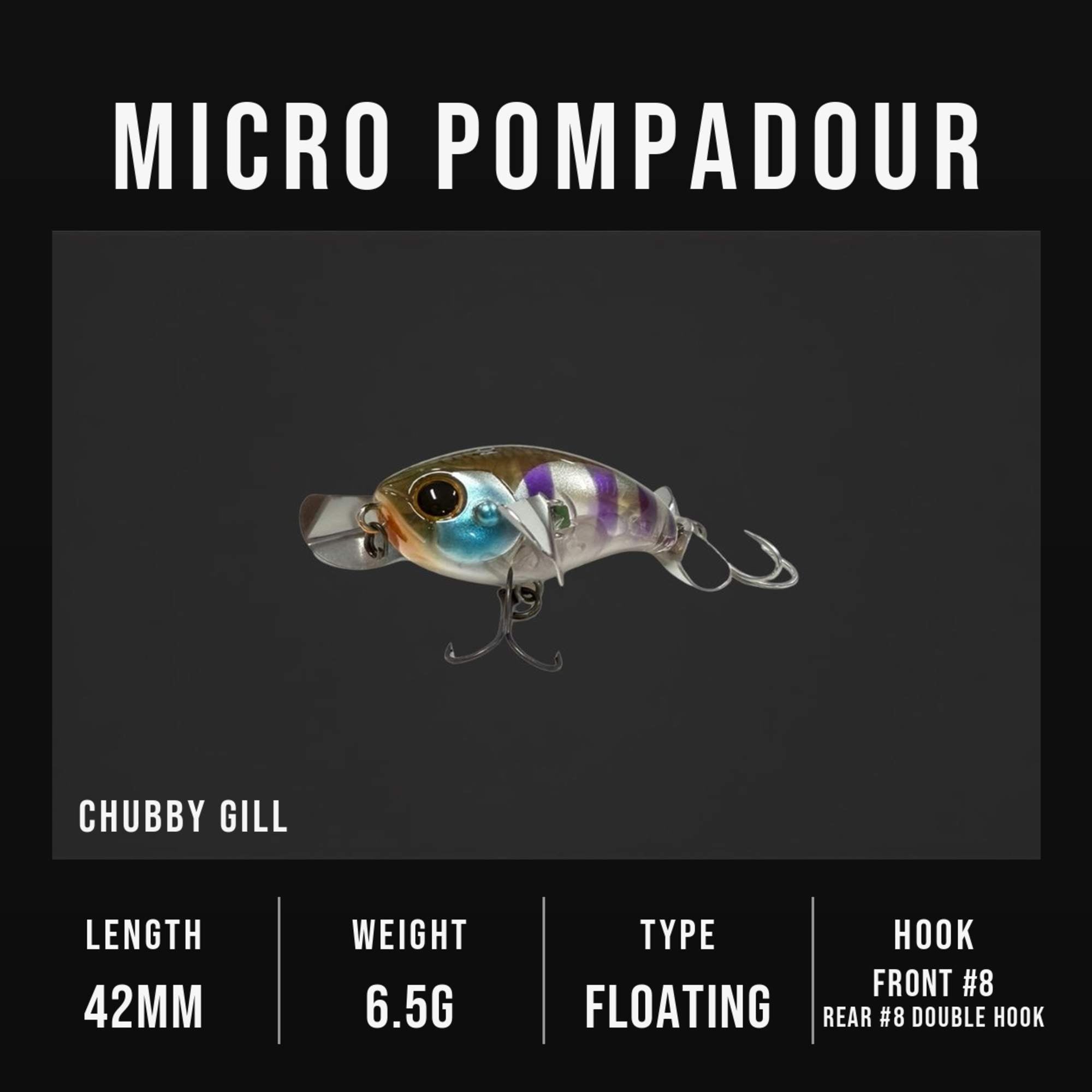 Jackall Pompadour Micro 42mm 6.5 grams Floating Lure Chubby Gill (3576)