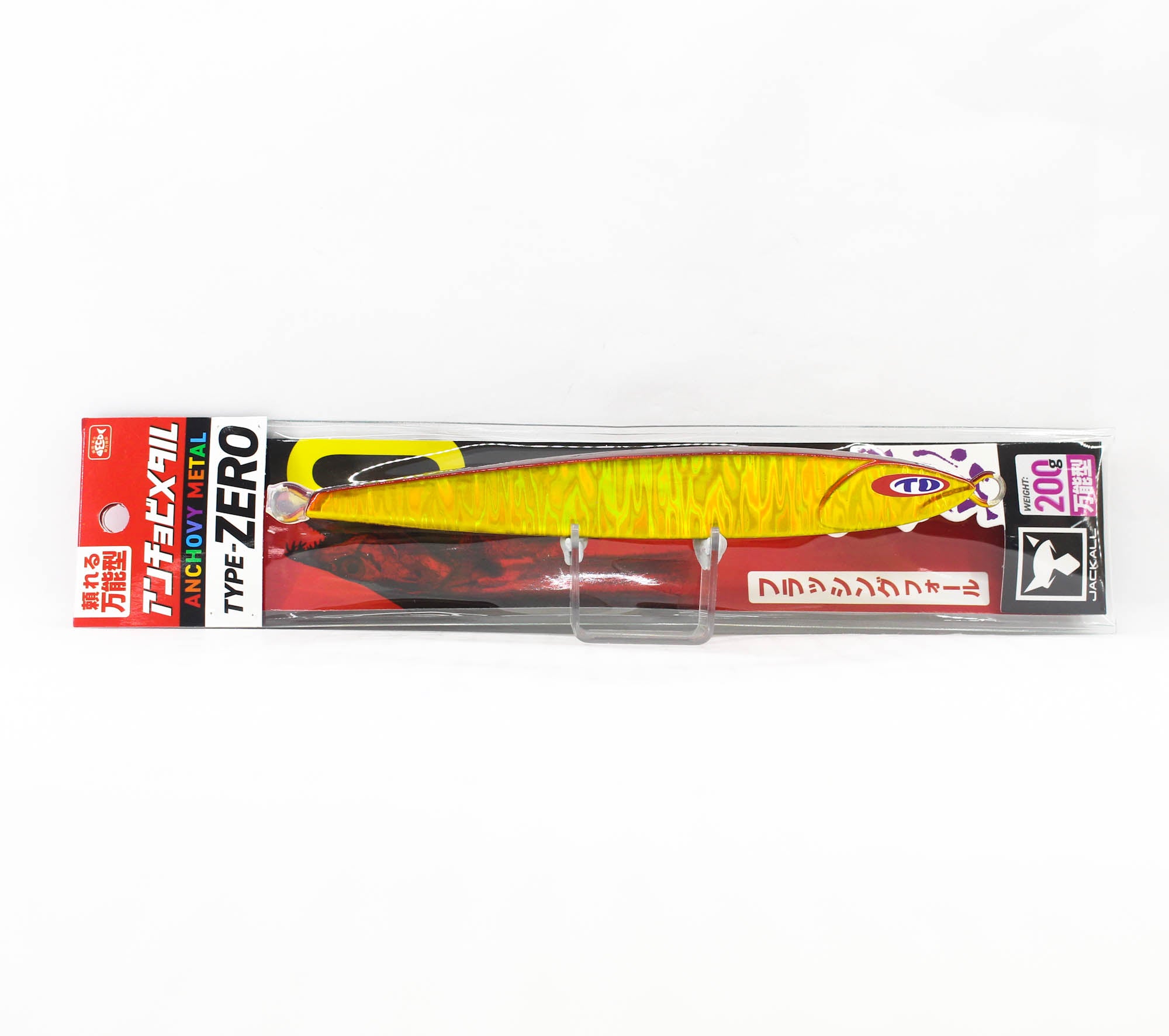 Jackall Metal Jig Anchovy Type 0 Flush Fall 200g Red Gold Stripe (8496)