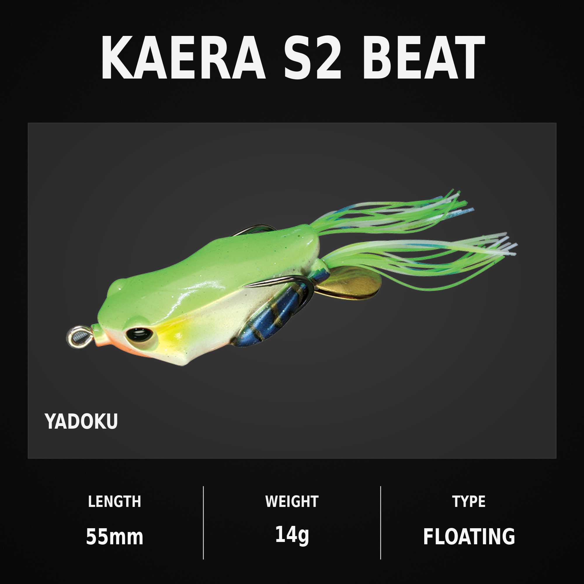 Jackall Kaera S2 Beat Frog Soft 55 mm 14 grams Floating Lure Yadoku (0596)