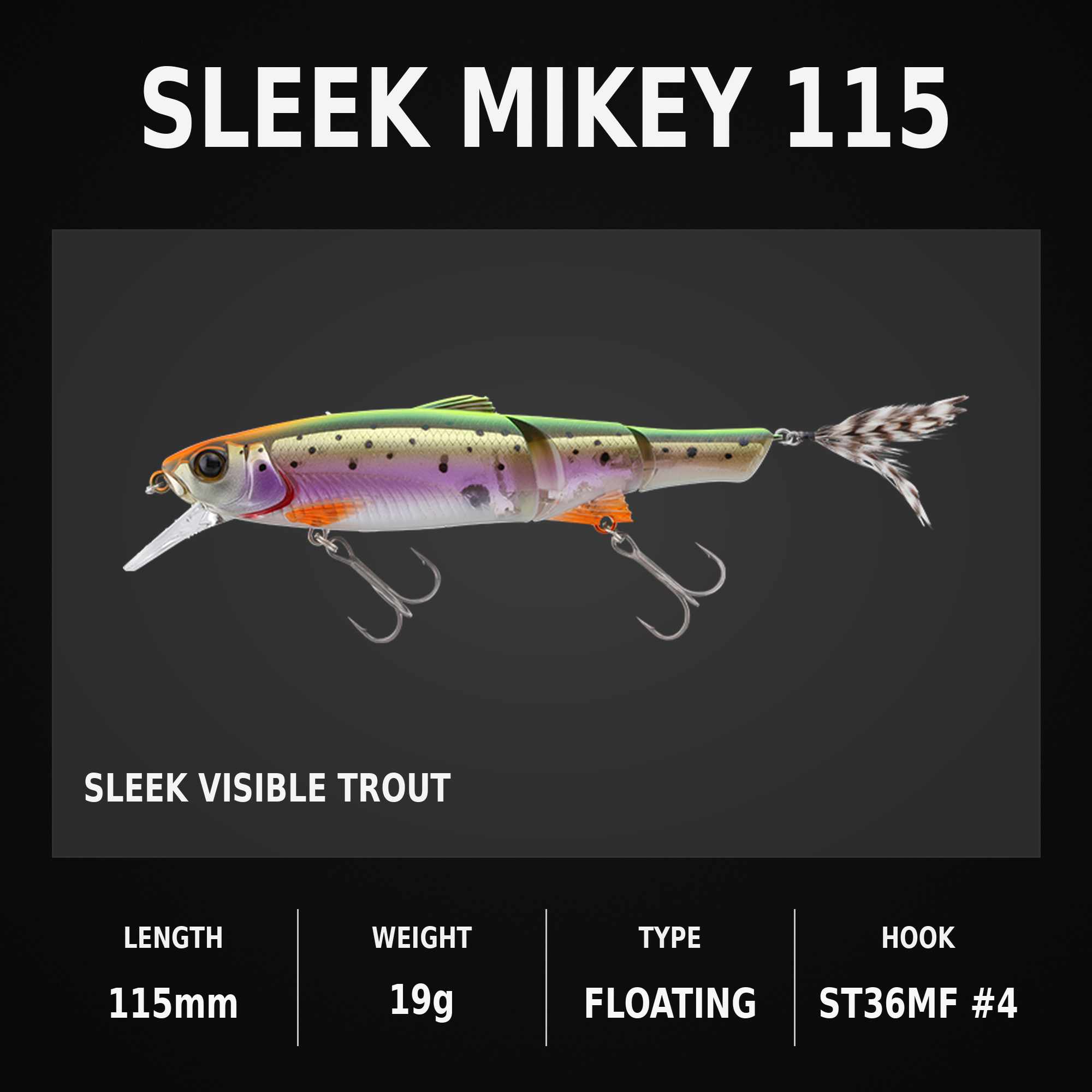 Jackall Mikey Sleek 115 Floating Lure Sleek Visible Trout (1925)