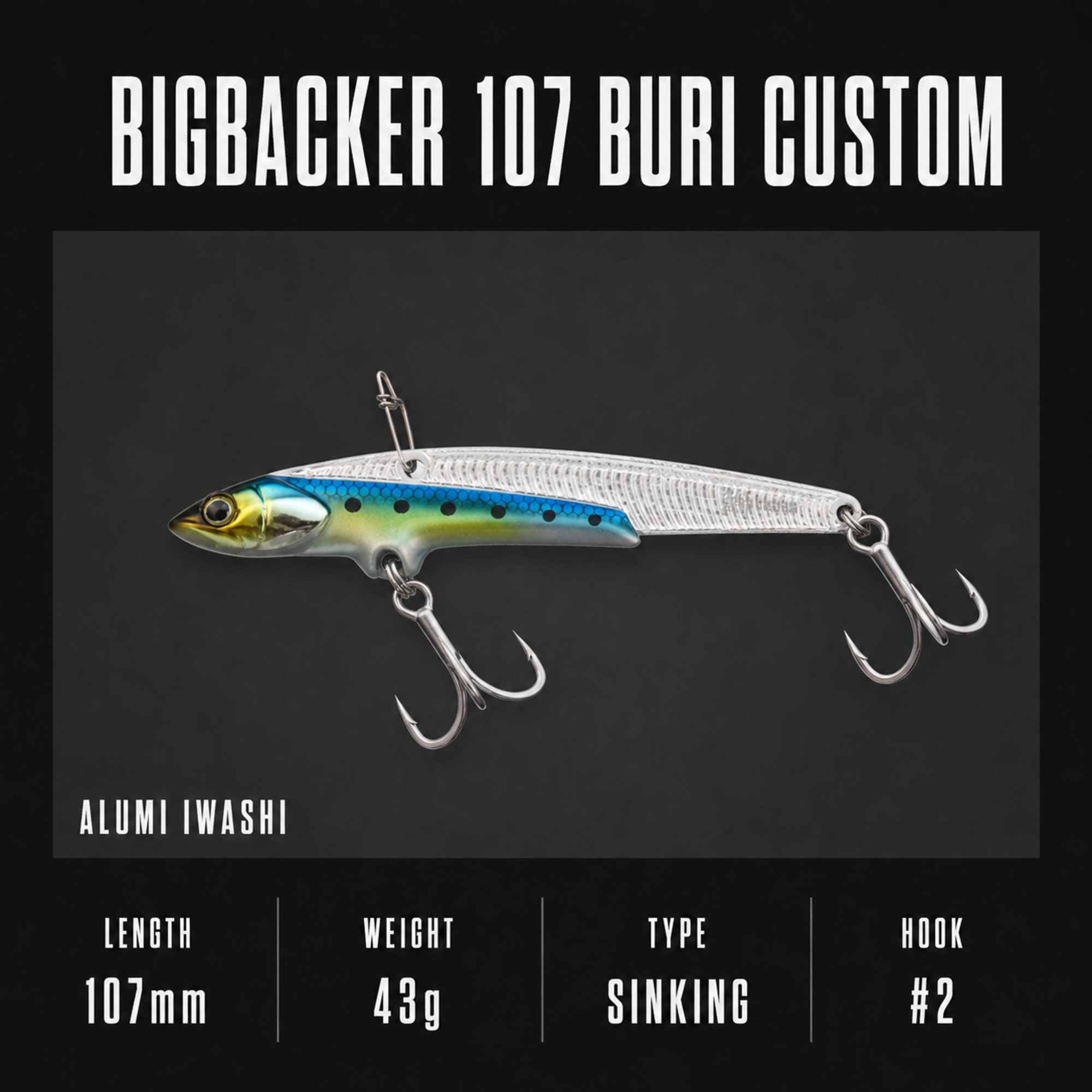 Jackall Big Backer 107 Metal Vibe Buri 43g Sinking Lure Alu Iwashi (2601)