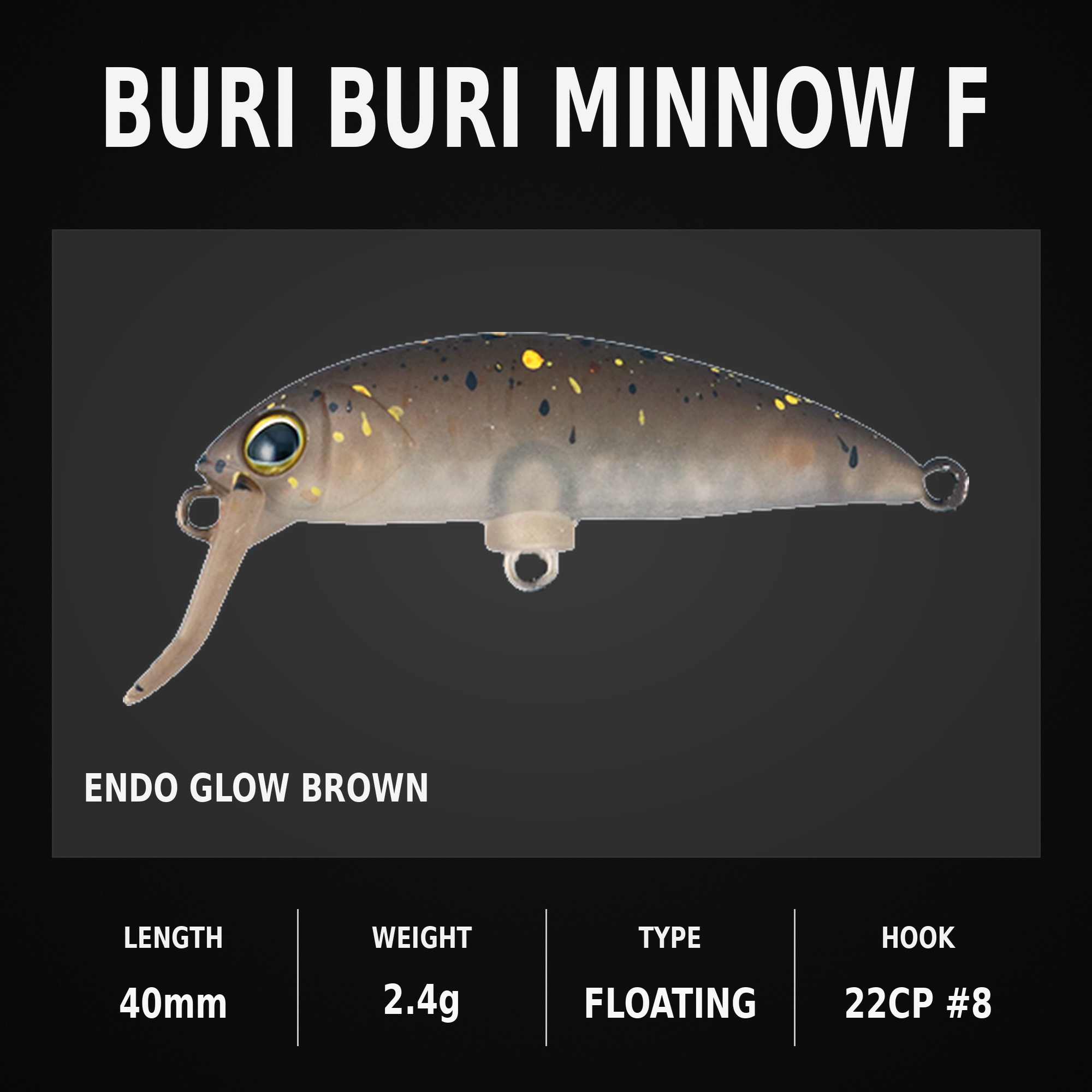 Jackall Timon Buri Buri Minnow F 40 mm Floating Lure Endo Glow Brown (3851)