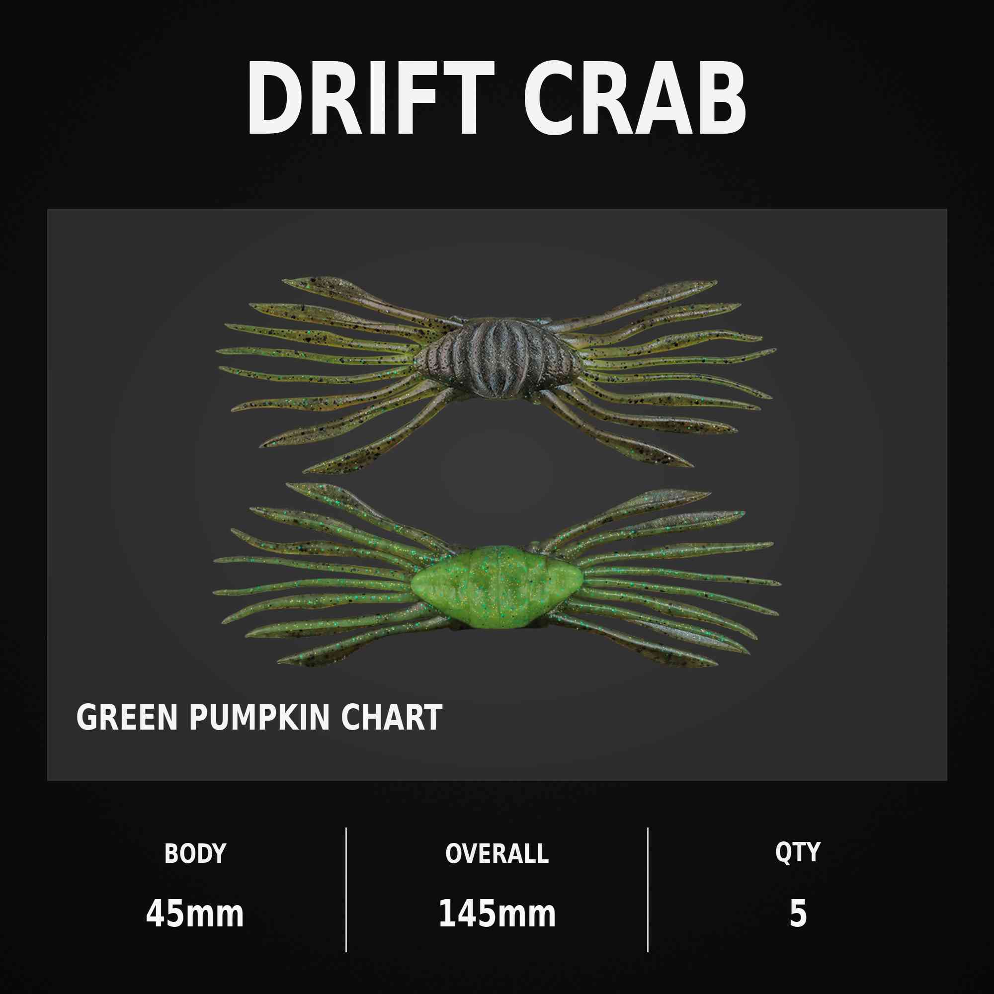 Jackall Soft Lure Drift Crab 145 mm x 45mm Green Pumpkin Chart (2273)