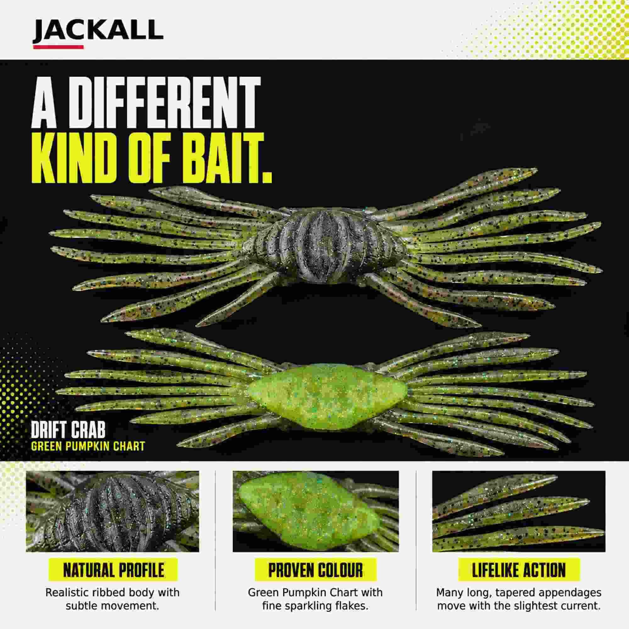 Jackall Soft Lure Drift Crab 145 mm x 45mm Green Pumpkin Chart (2273)