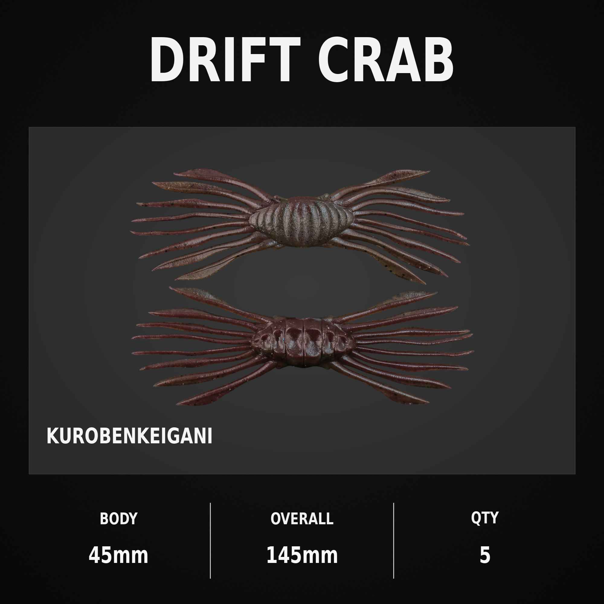 Jackall Soft Lure Drift Crab 145 mm x 45mm Kurobenkeigani (2327)