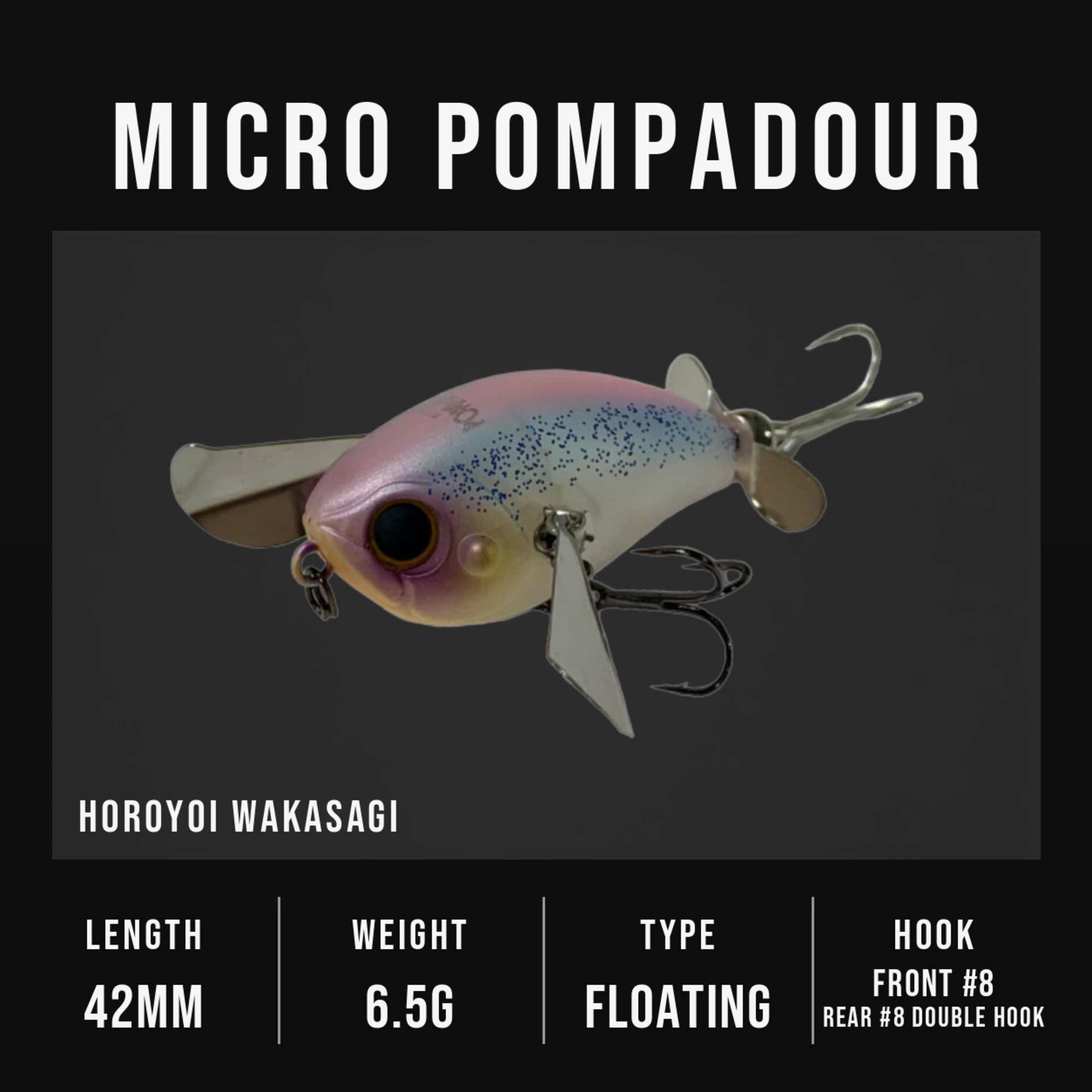 Jackall Pompadour Micro 42mm 6.5 grams Floating Lure Horoyoi Wakasag (3621)