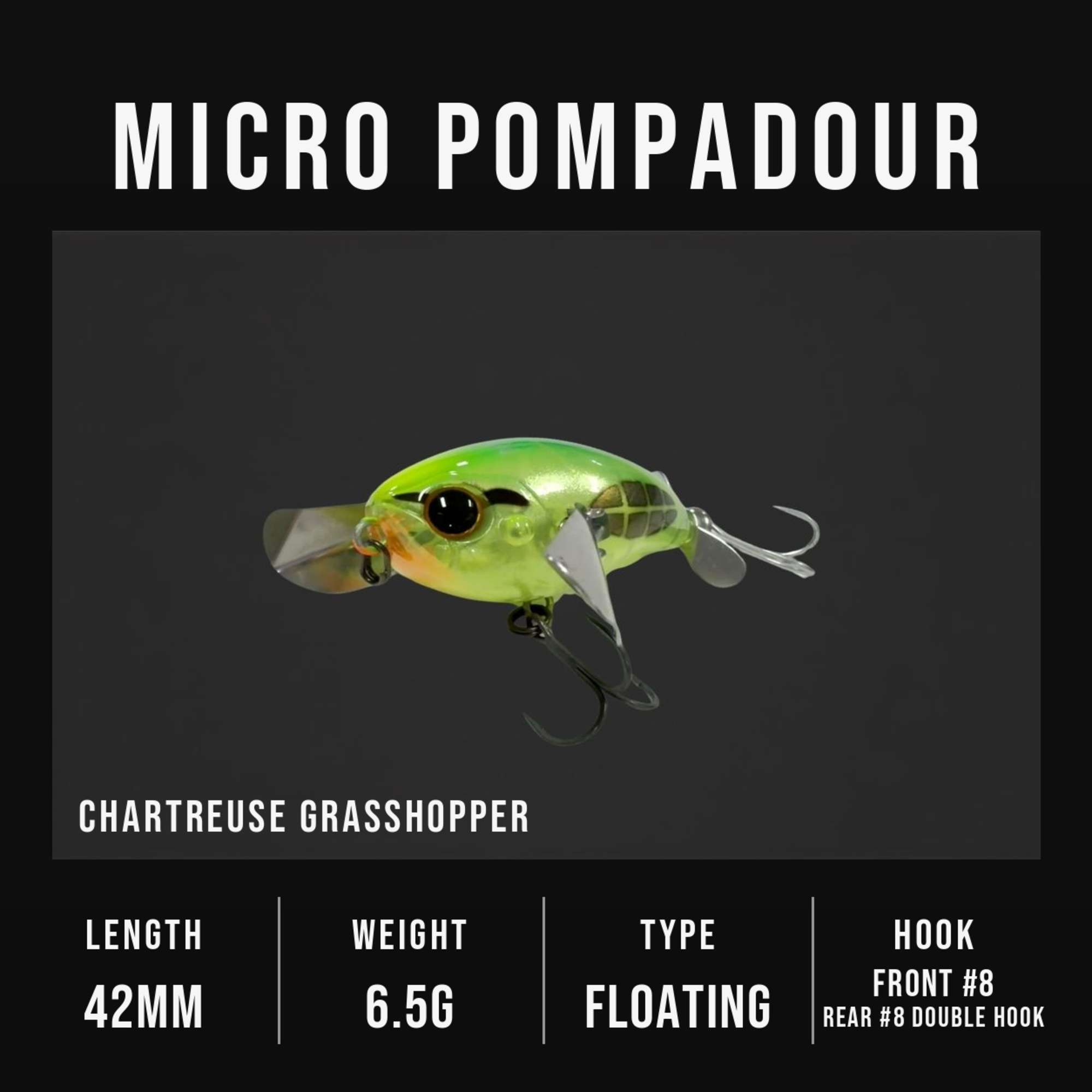 Jackall Pompadour Micro 42mm 6.5 grams Floating Lure Chart GrassHopp (3638)