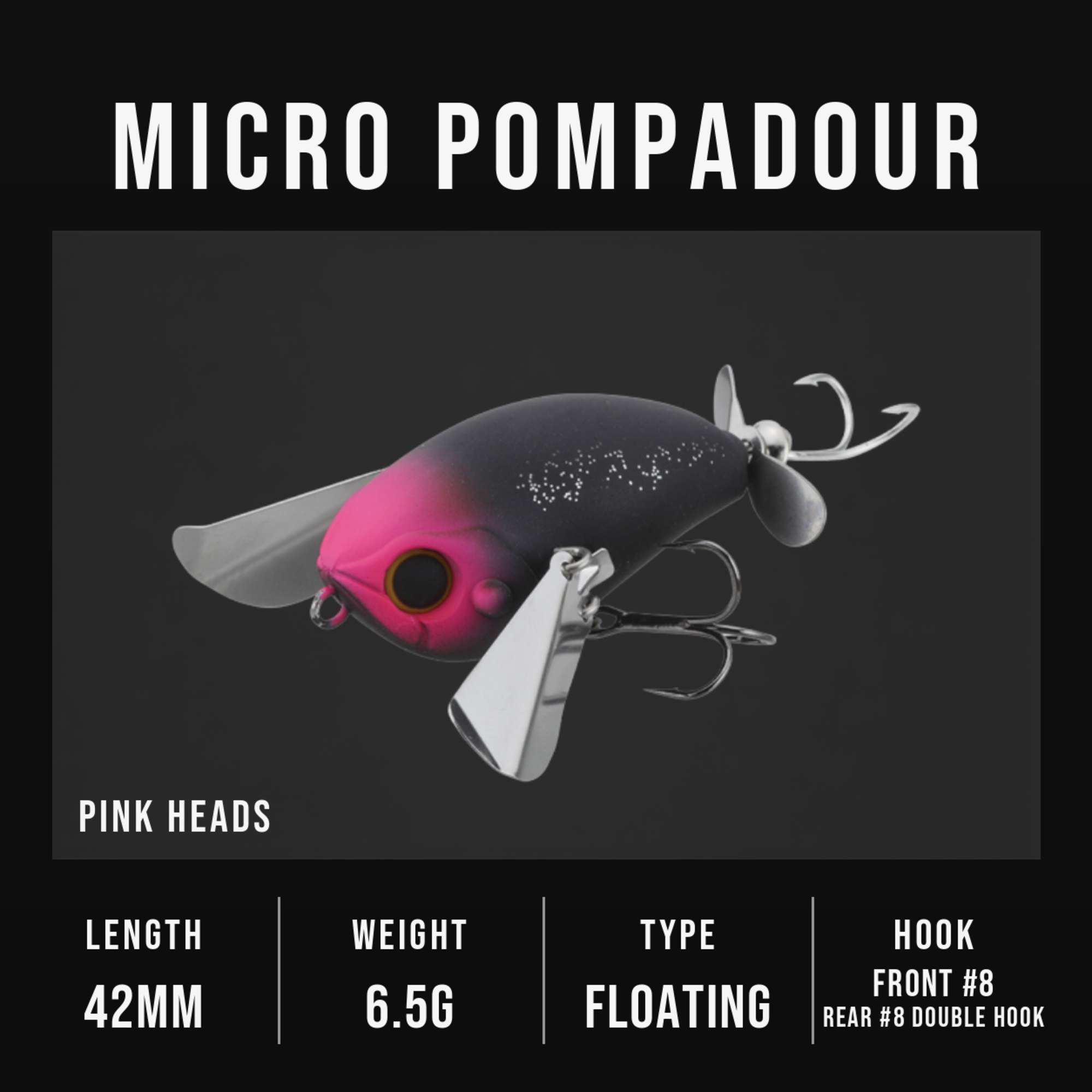Jackall Pompadour Micro 42mm 6.5 grams Floating Lure Pink Heads (3645)