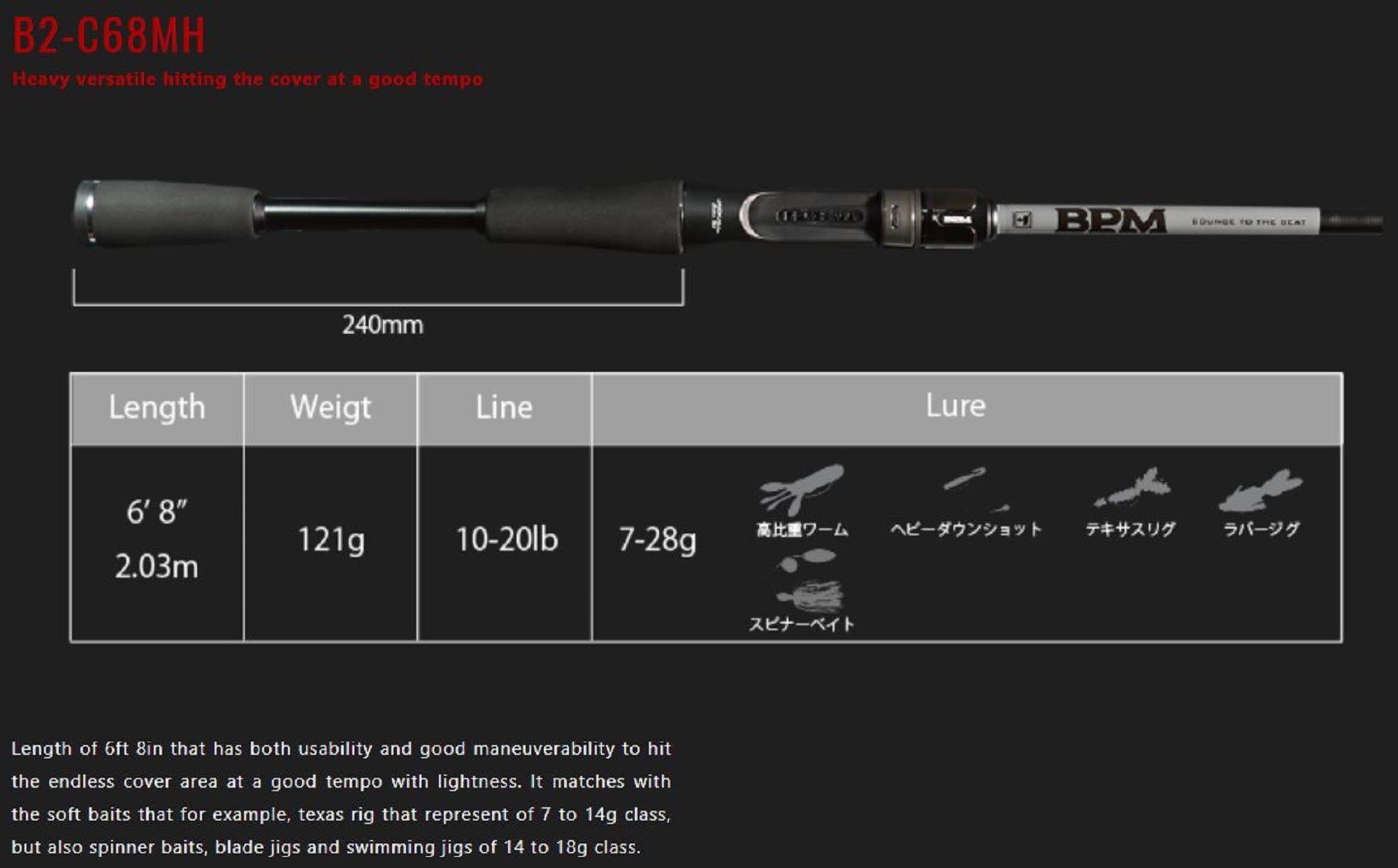 Jackall Rod Baitcast BPM B2-C68MH (5716)