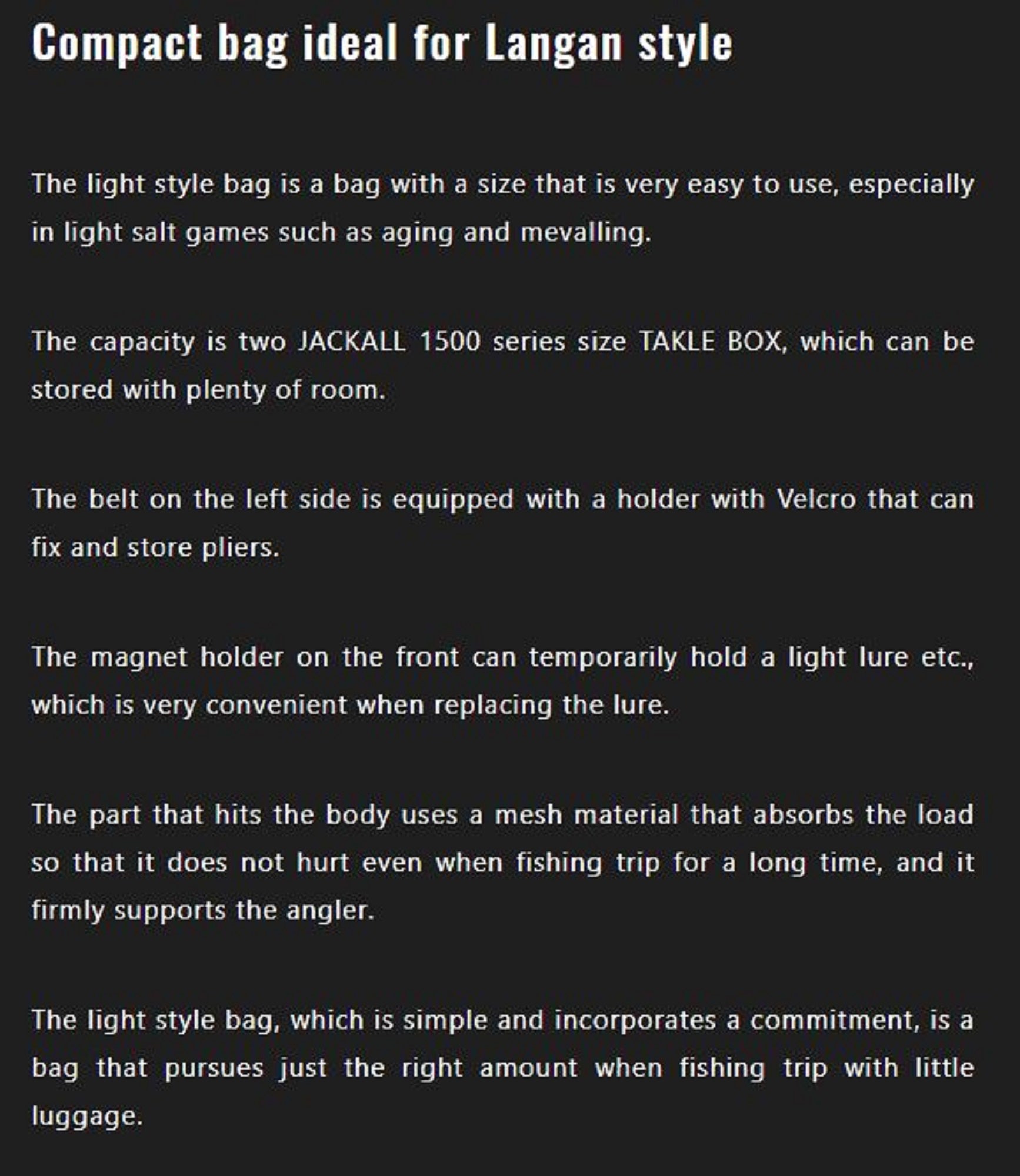 Jackall Bag Light Style Run Gun Sand Beige (9363)