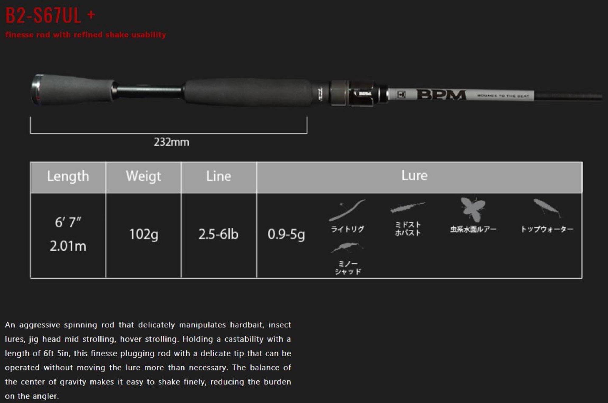 Sale Jackall Rod Spinning BPM B2-S67UL+ (9578)