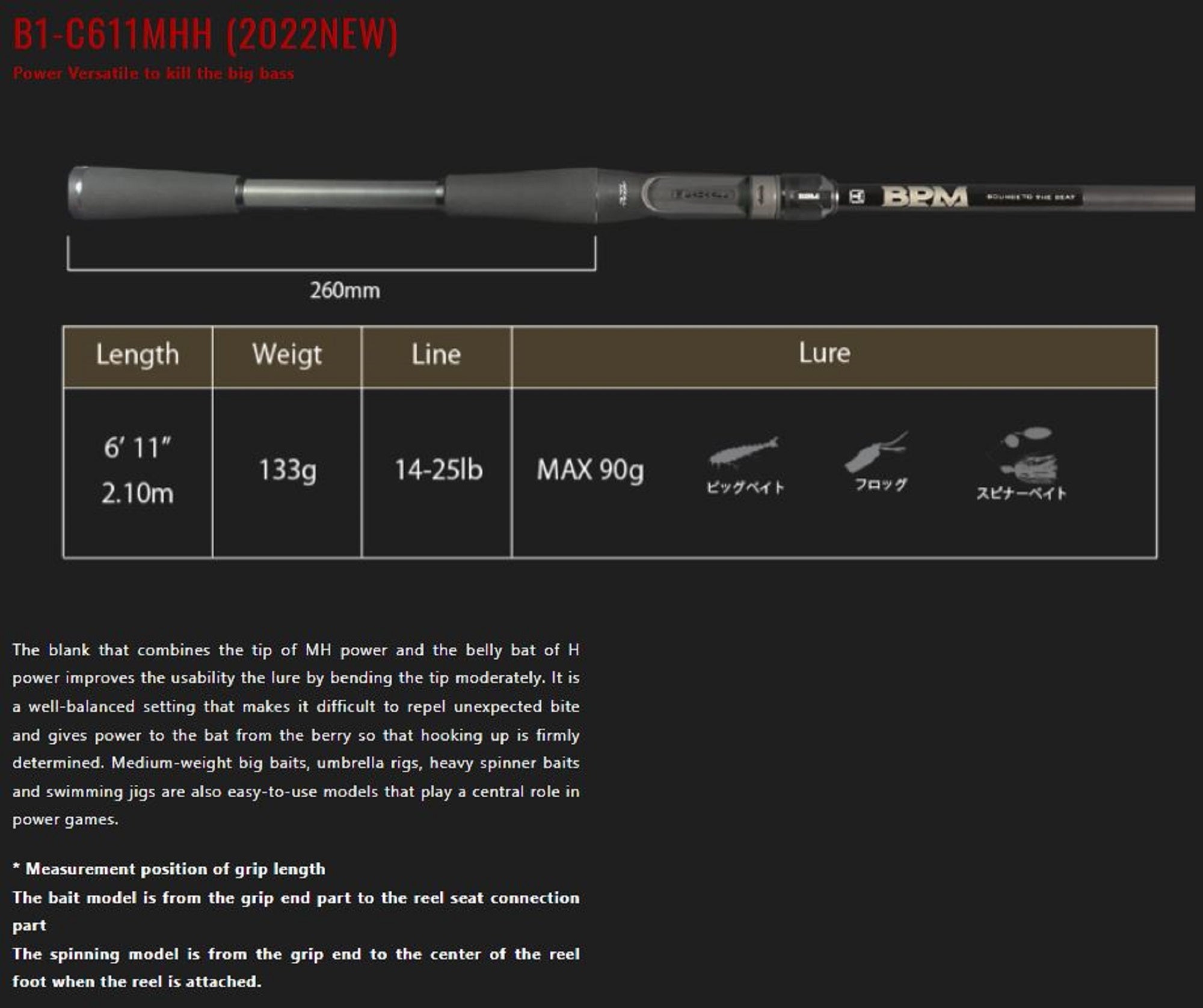 Jackall Rod Baitcast BPM 22 B1-C611MHH (9646)