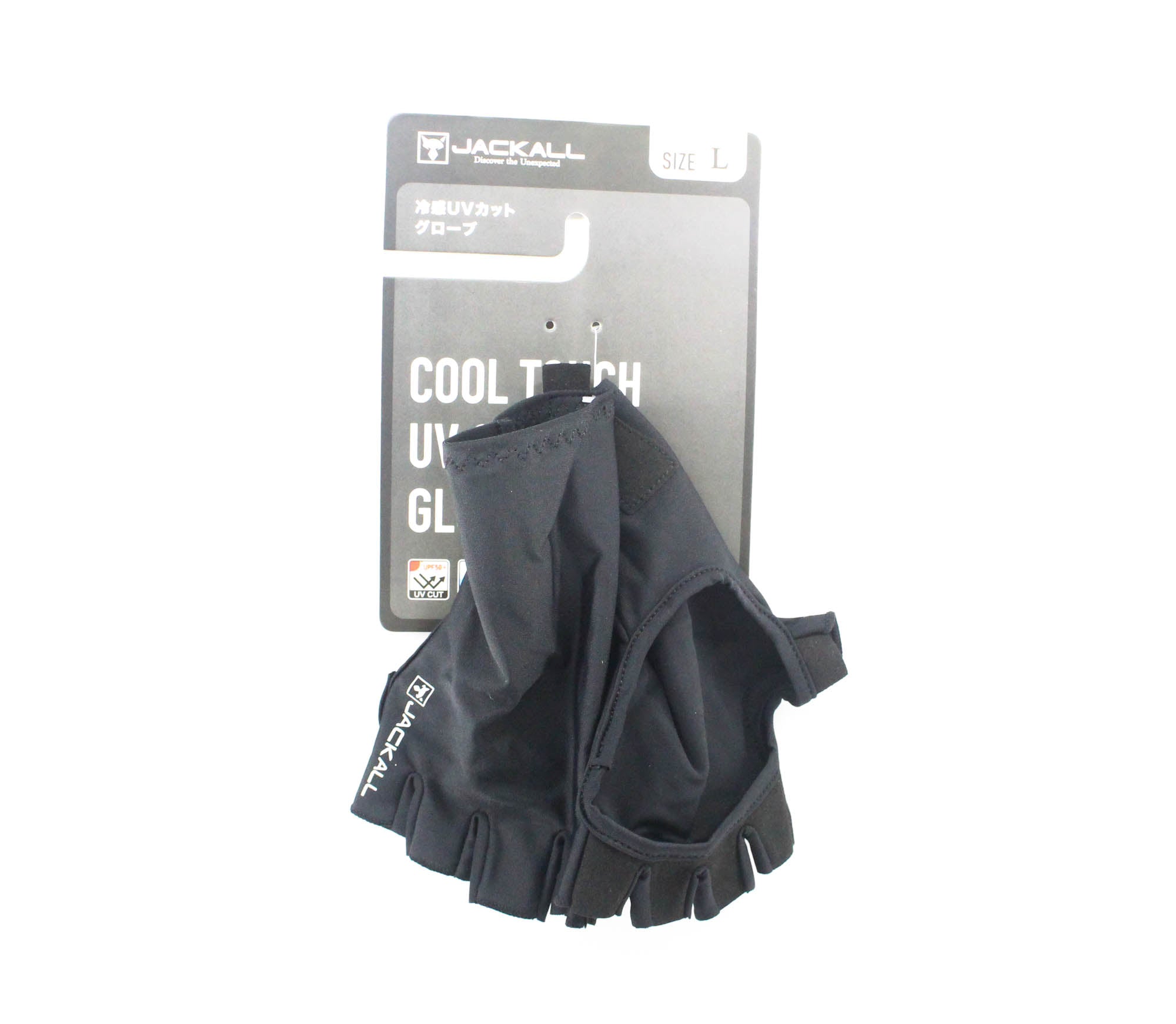 Jackall Cool Touch UV Cut Gloves Black Size L (7405)
