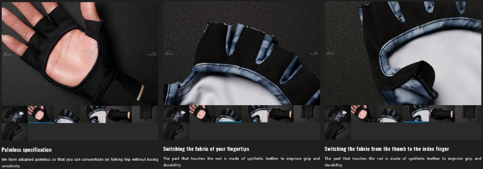 Jackall Cool Touch UV Cut Gloves Black Size L (7405)