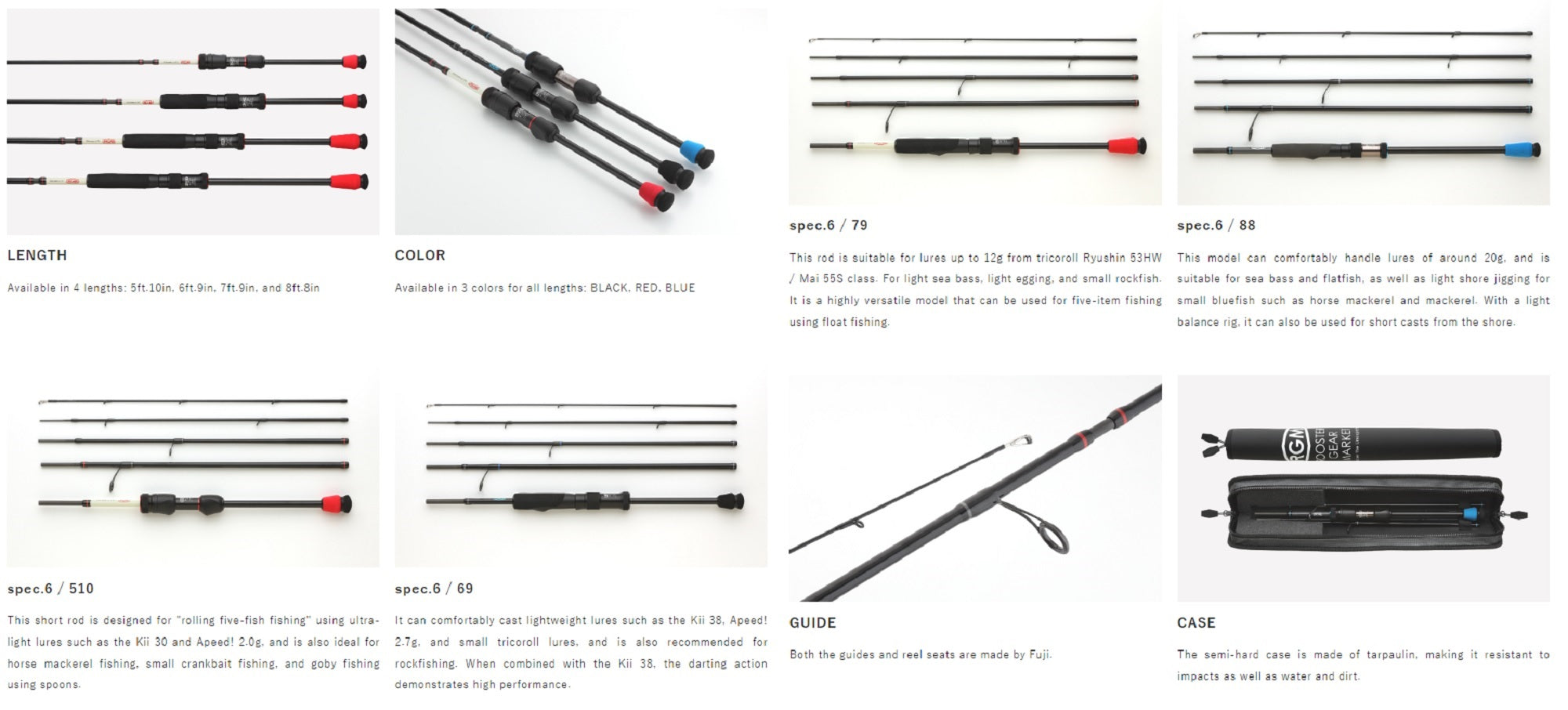 Jackall RGM Rod Spinning Spec 6/510 1.78m 5Pc Blue (2850)