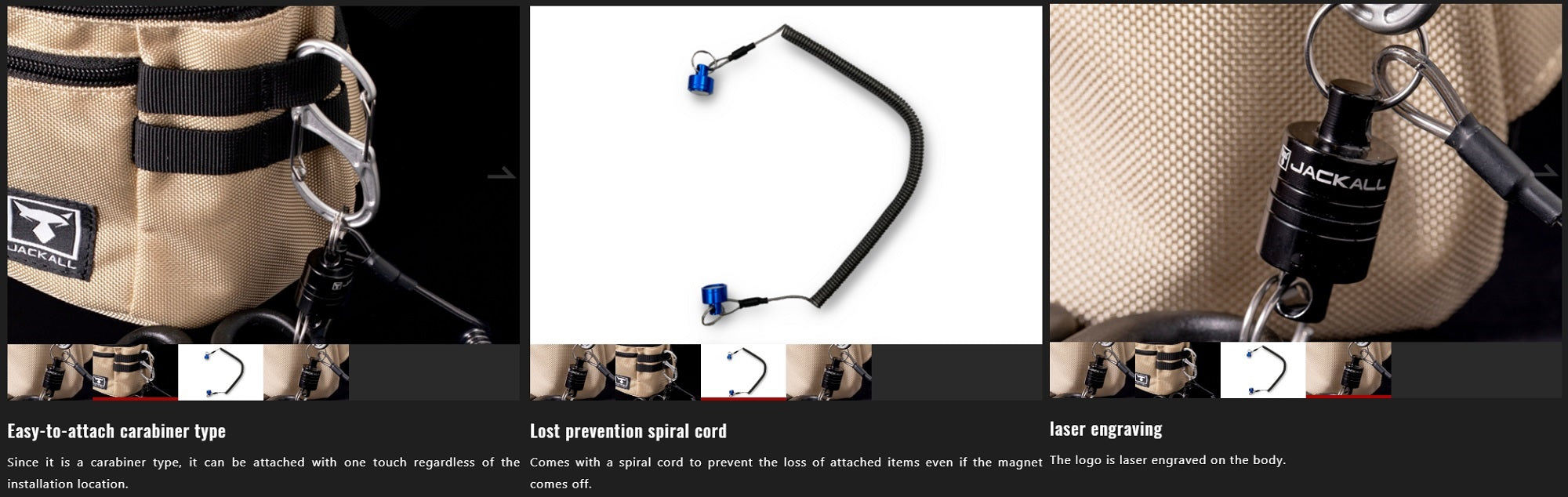 Jackall Carabiner Magnet 3kg Holding Power Black (6841)