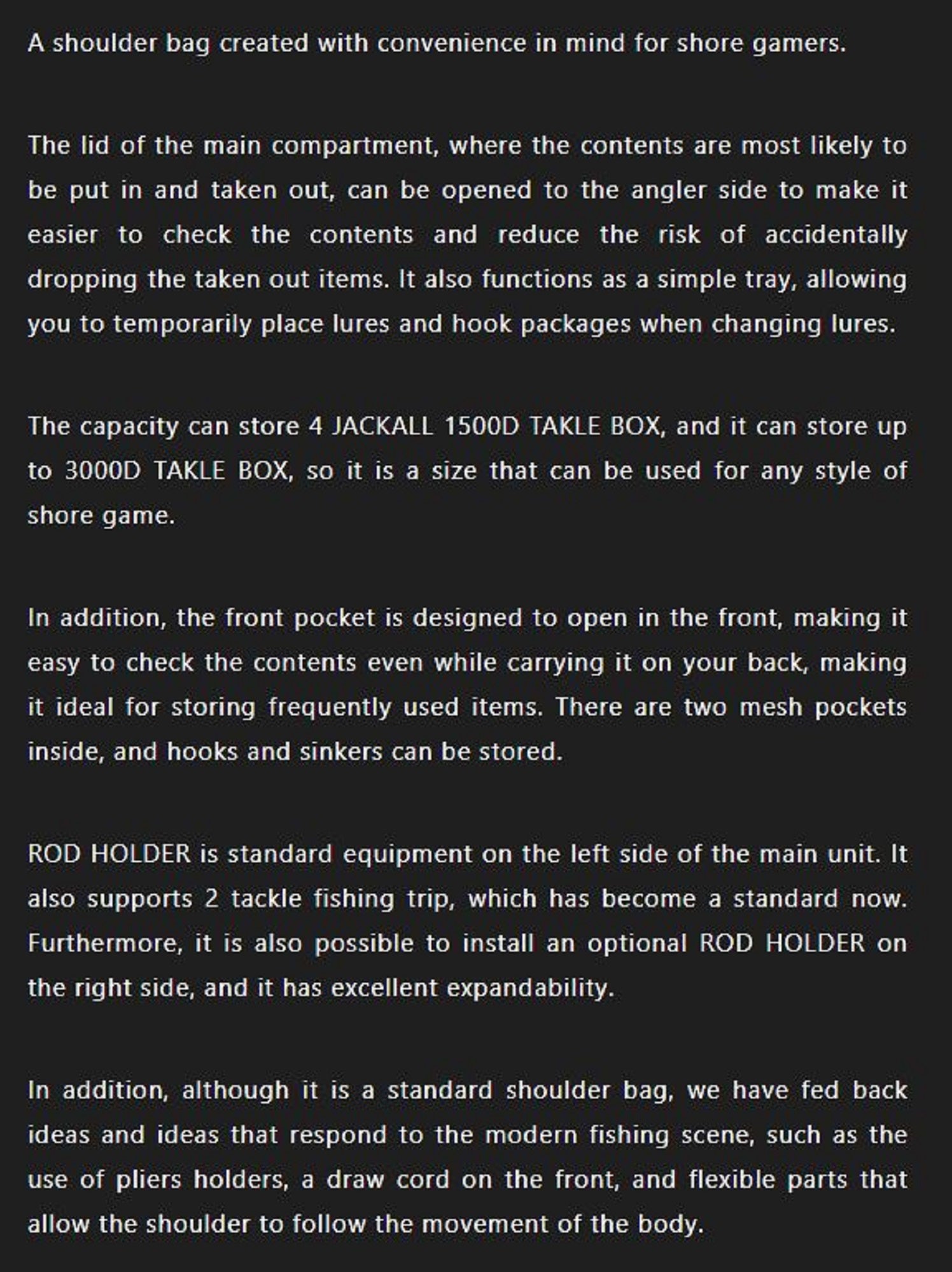 Jackall Shore Gamer Shoulder Sling Bag Black (5010)