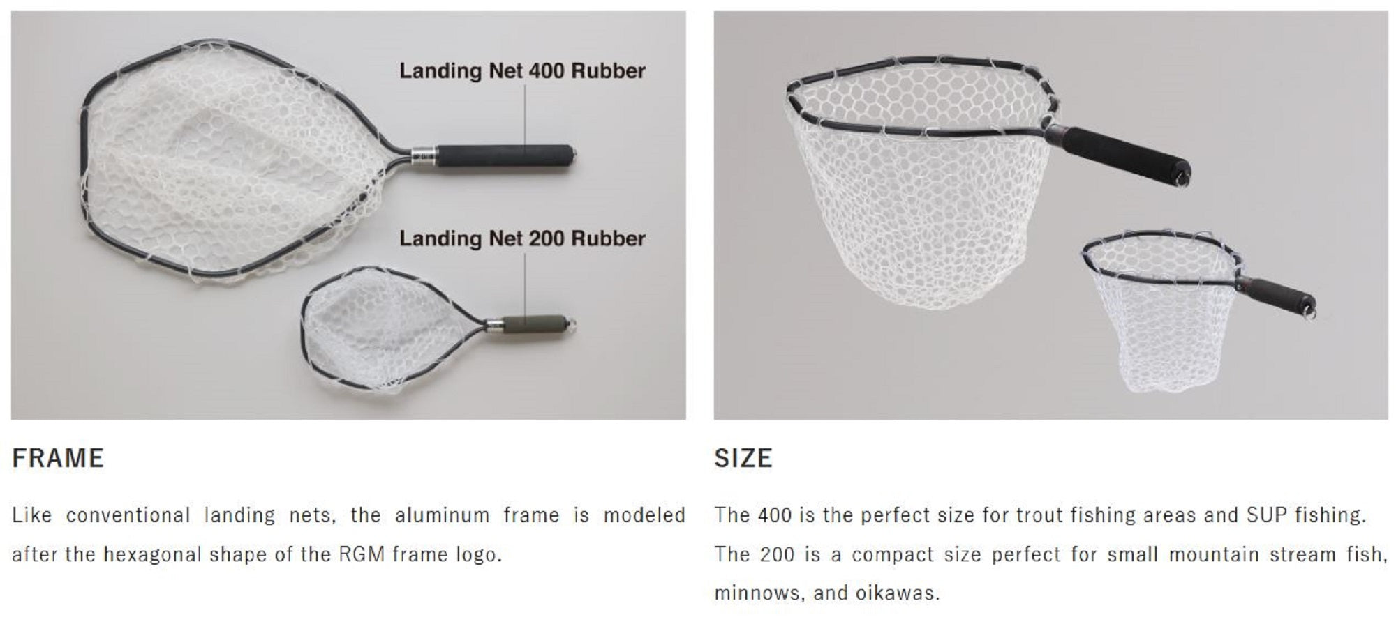 Jackall RGM Landing Net 400 Rubber 420x310x250mm Length 670mm SL BLK (6528)