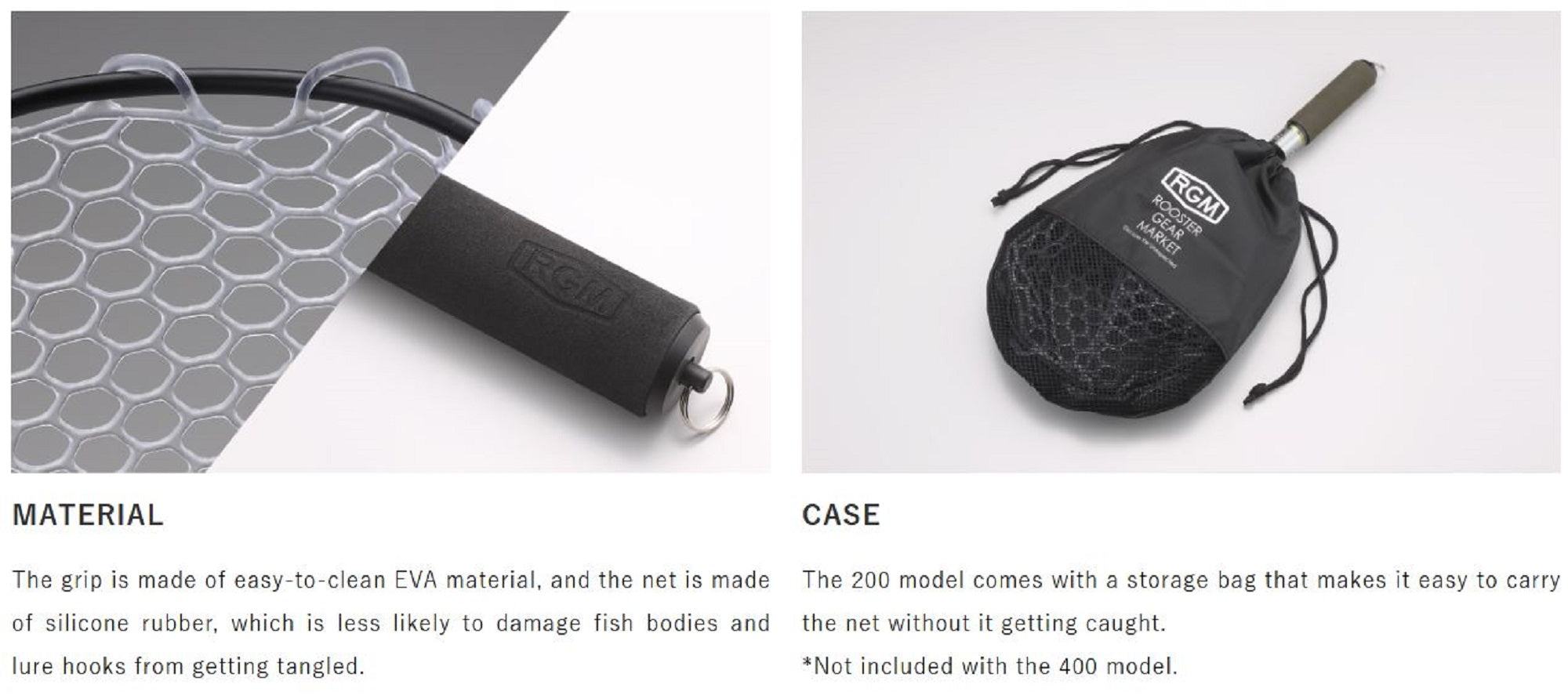 Jackall RGM Landing Net 400 Rubber 420x310x250mm Length 670mm SL BLK (6528)