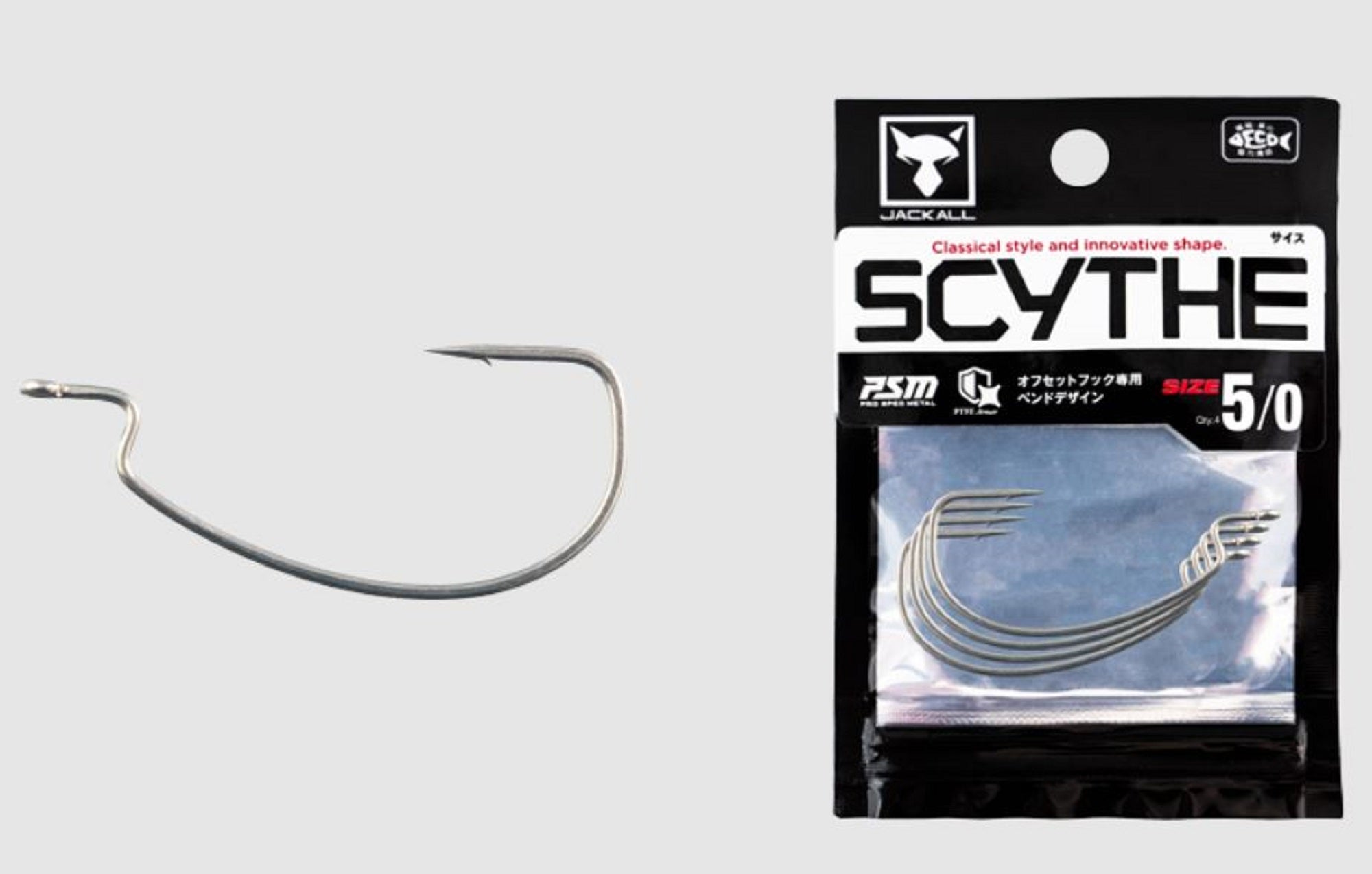 Jackall Hooks Scythe Size 5/0 4/Pack (7501)