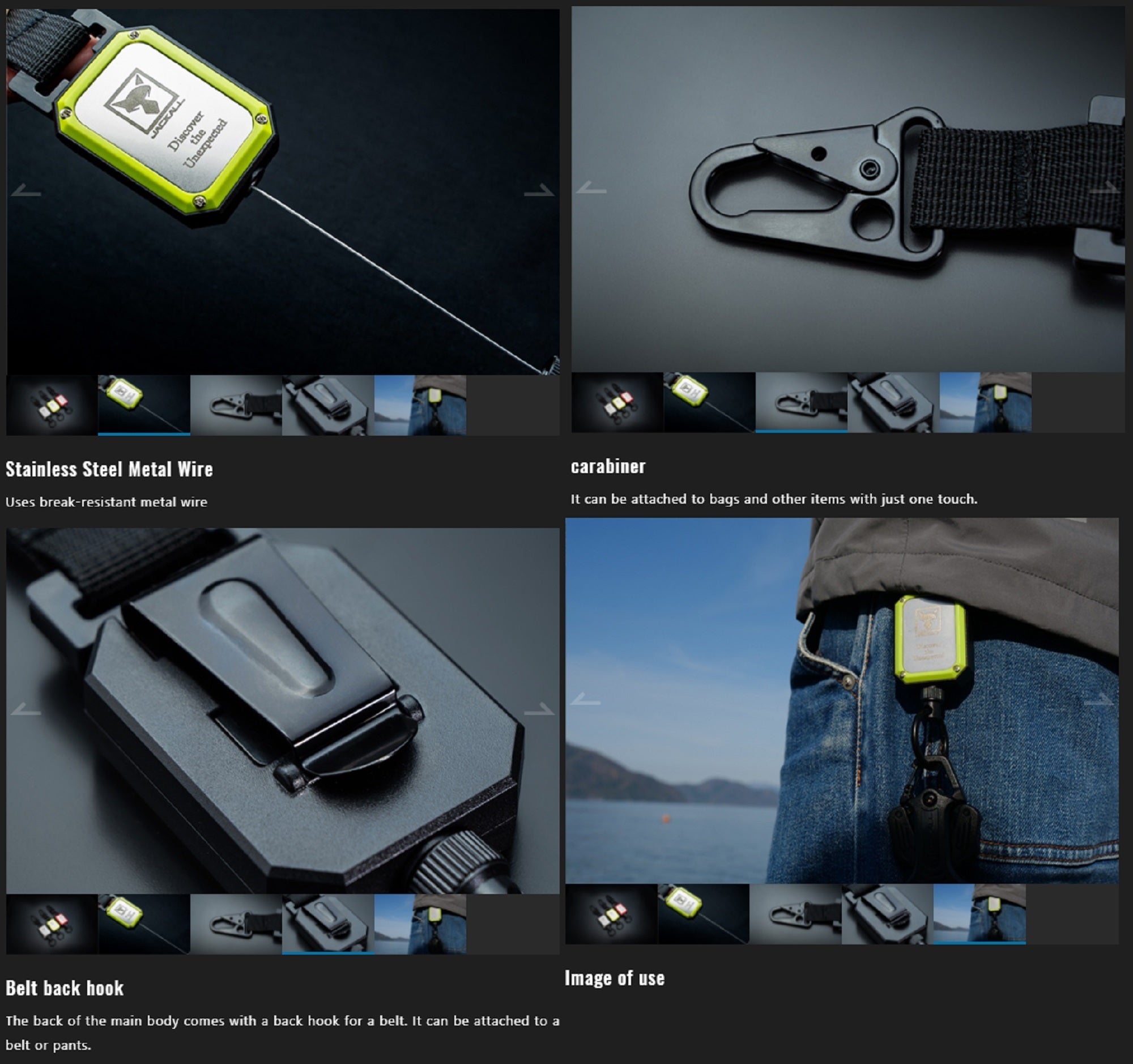 Jackall Carabiner Wire Reel 70cm Yellow (3229)