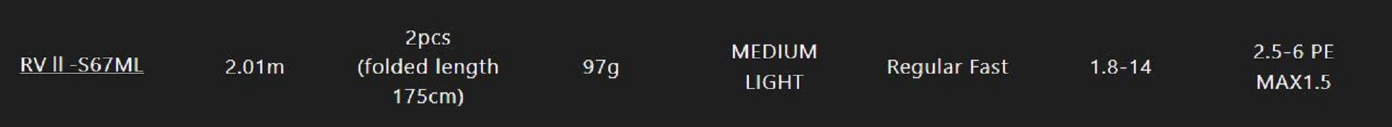 Jackall Rod Spinning Revoltage RV II-S67ML (7289)