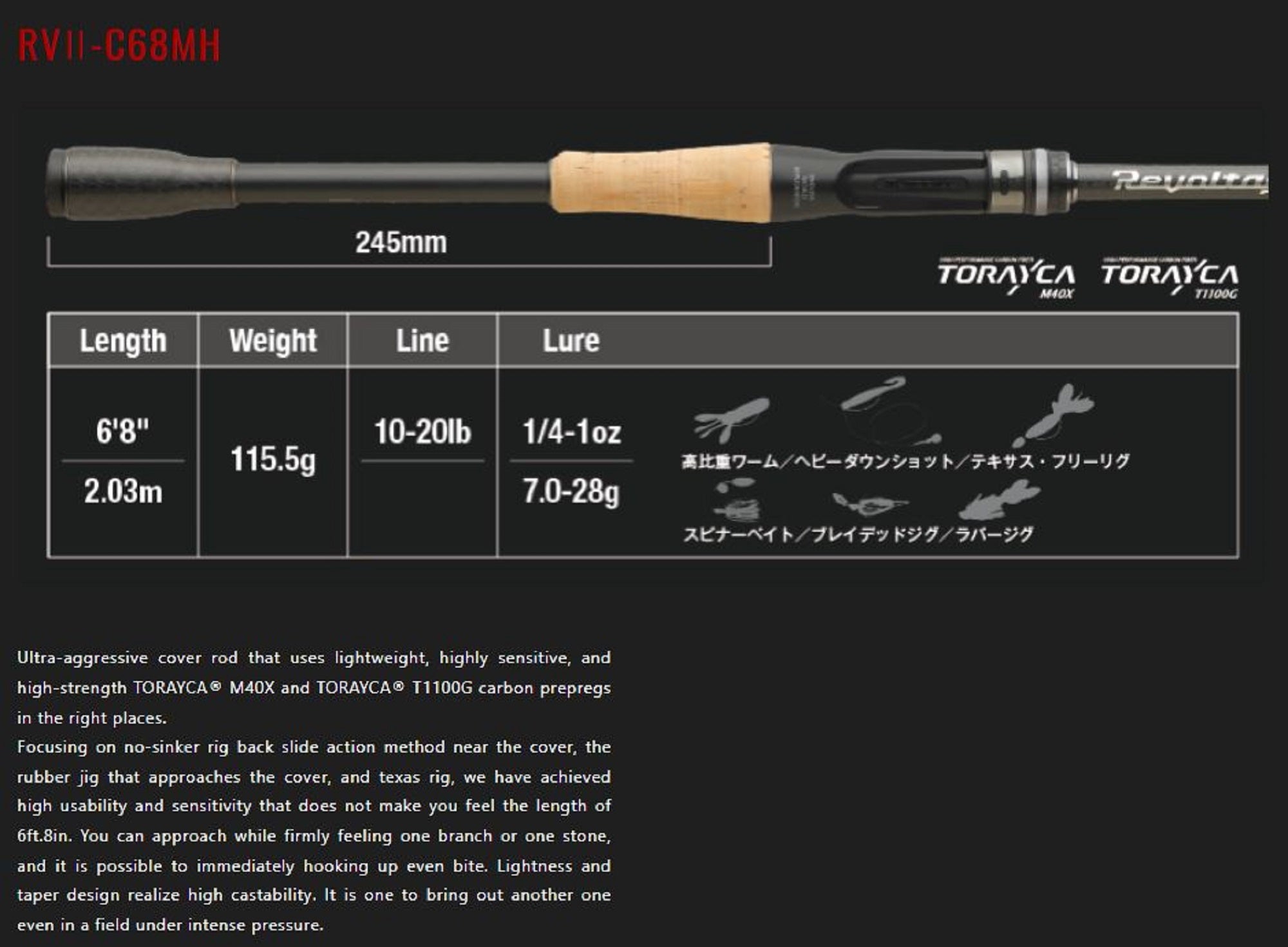 Jackall Rod Baitcast Revoltage RV II-C68MH/2 Piece (7371)