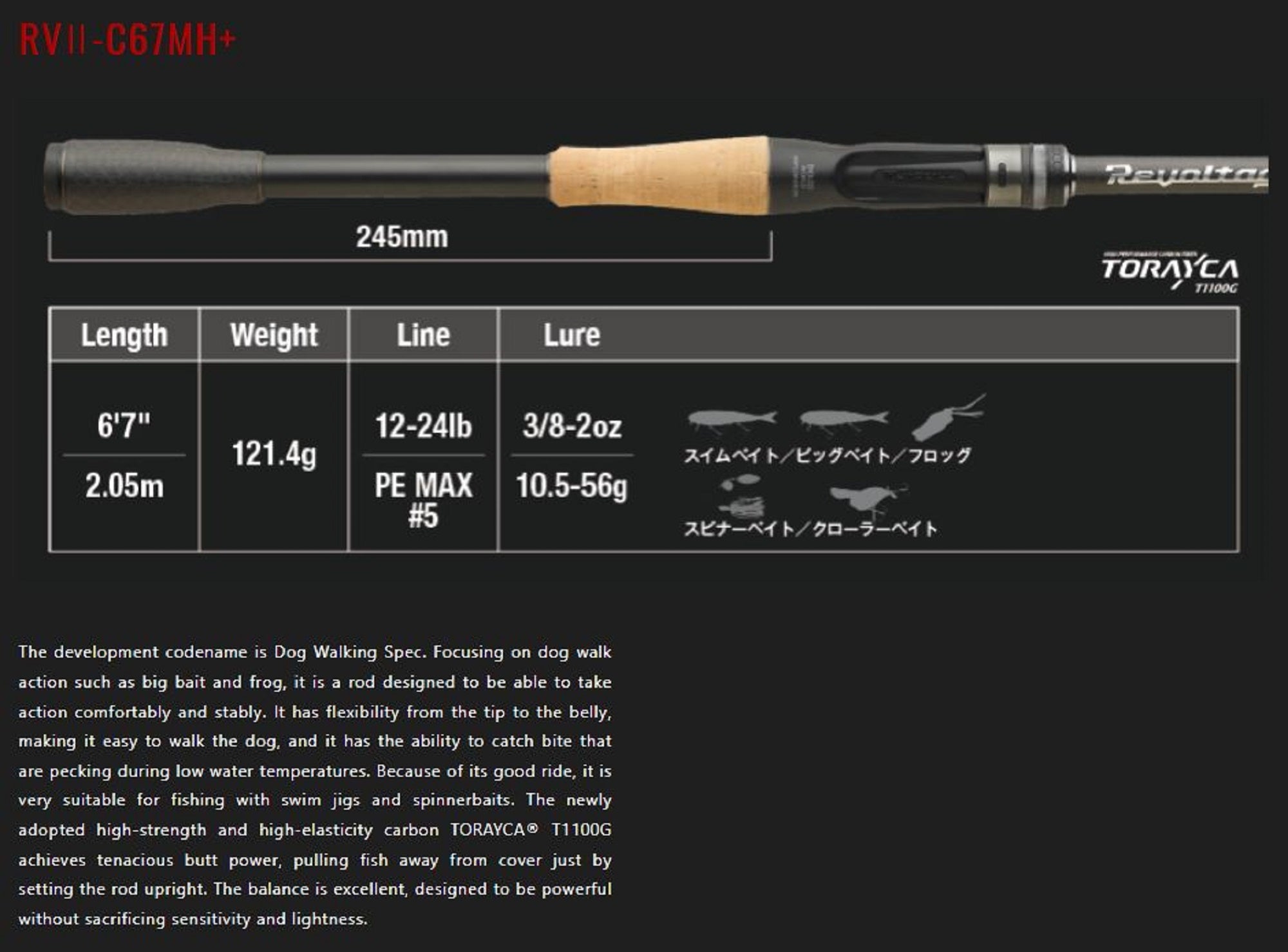 Jackall Rod Baitcast Revoltage RV II-C67MH+/2 Piece (7388)